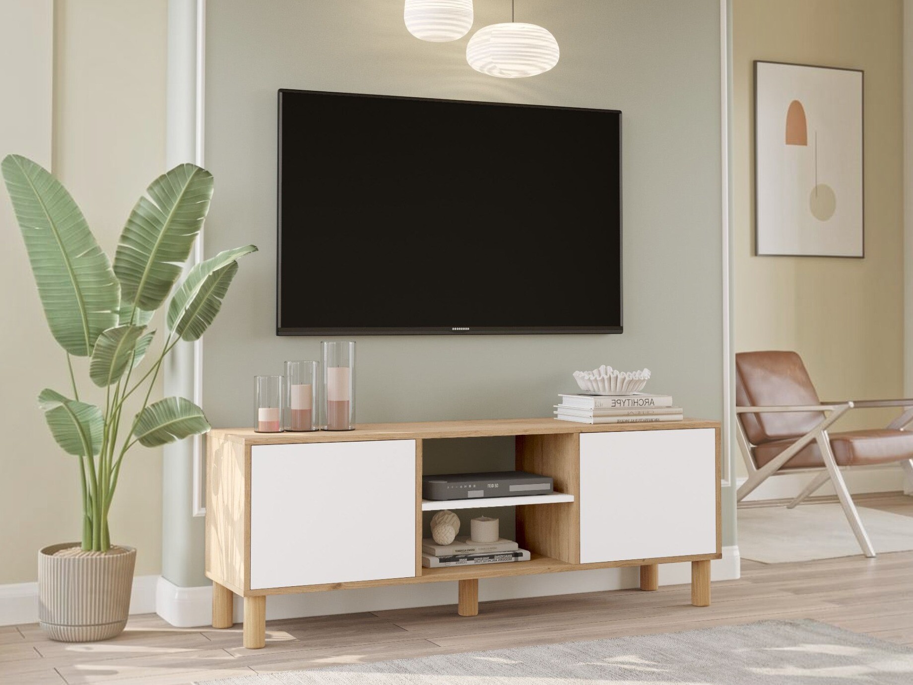 TV komoda Kailua 2841 (Hrast + Belo)