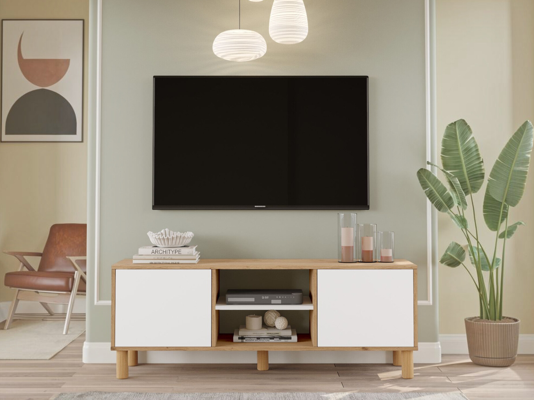 TV komoda Kailua 2841 (Hrast + Belo)