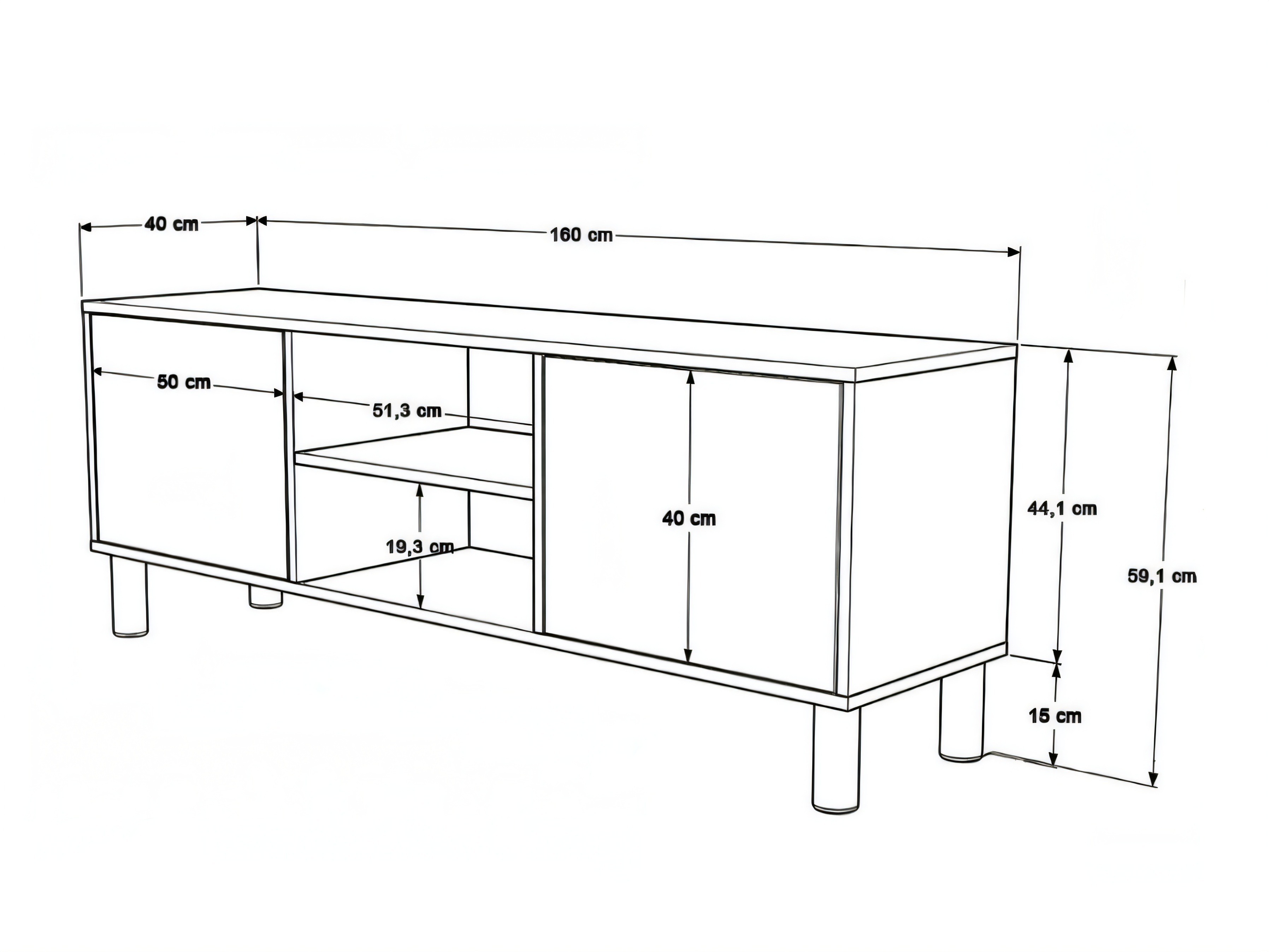 TV komoda Kailua 2841 (Hrast + Belo)