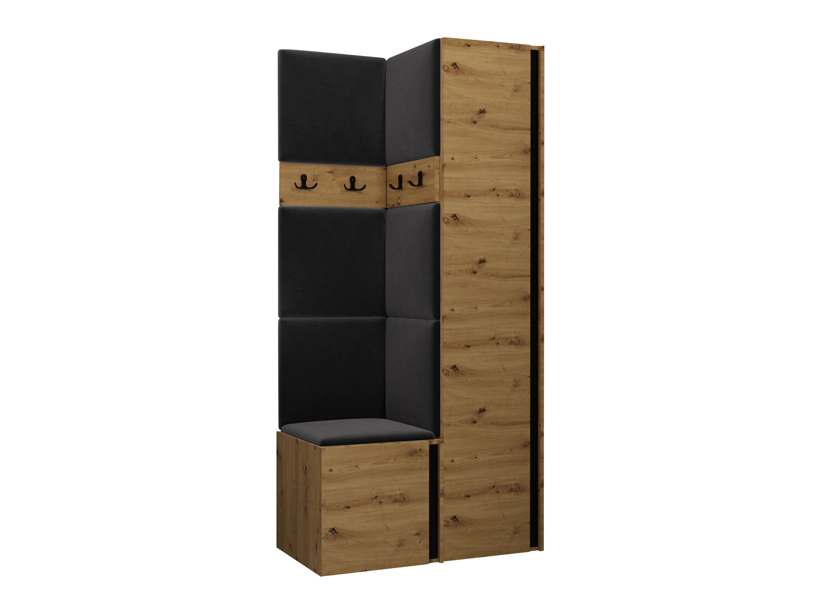 Set za hodnik Pinis XXIV (Artisan hrast + Crno)