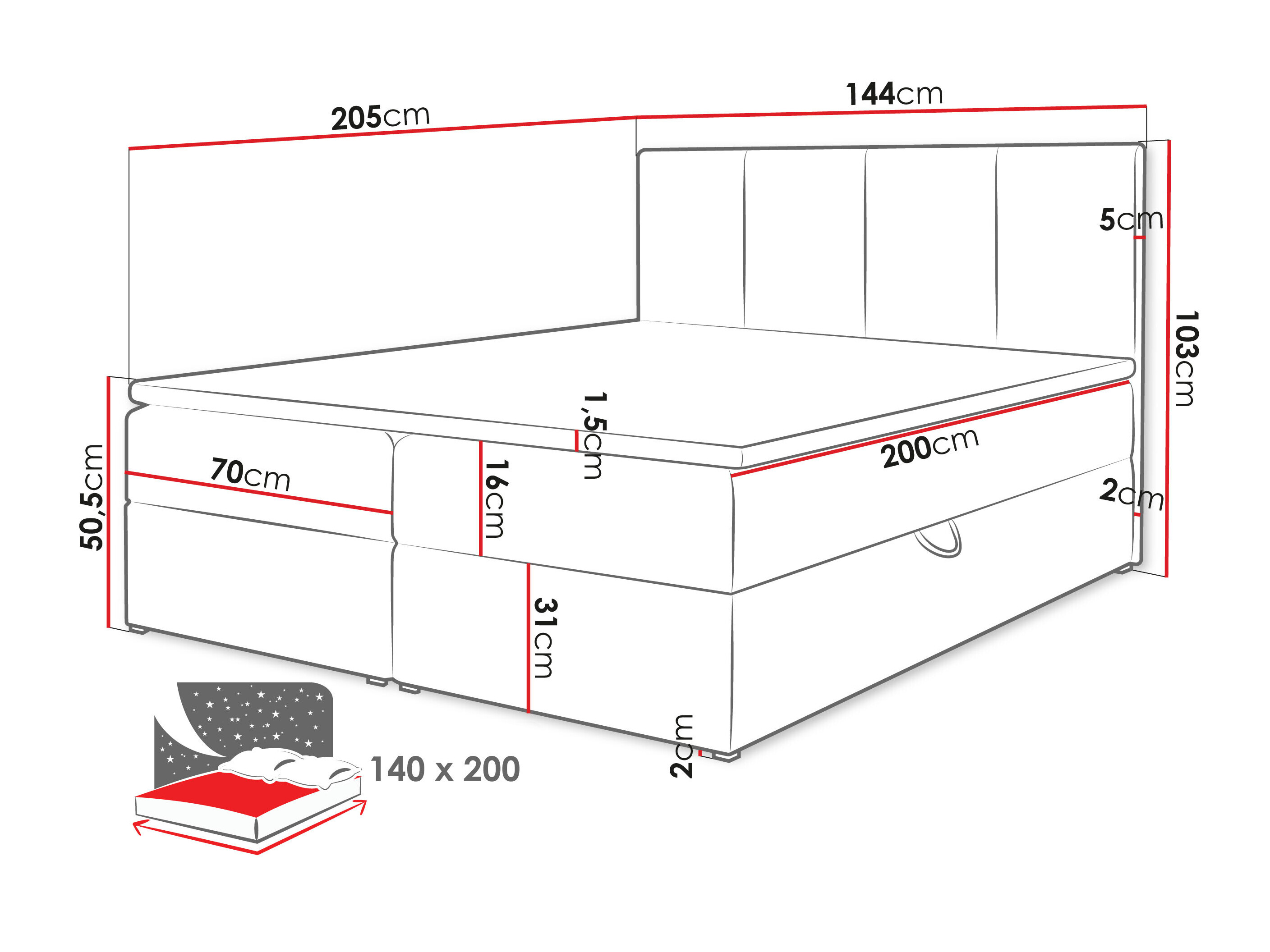 Boxspring krevet S216