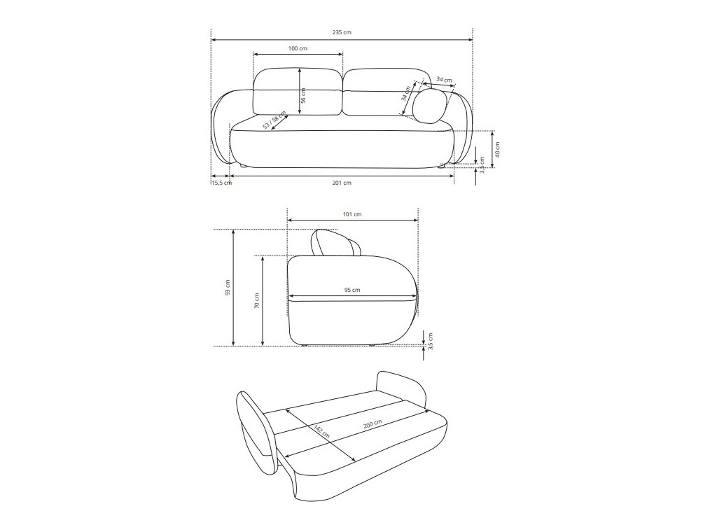 Sofa na razvlačenje Kingston 215