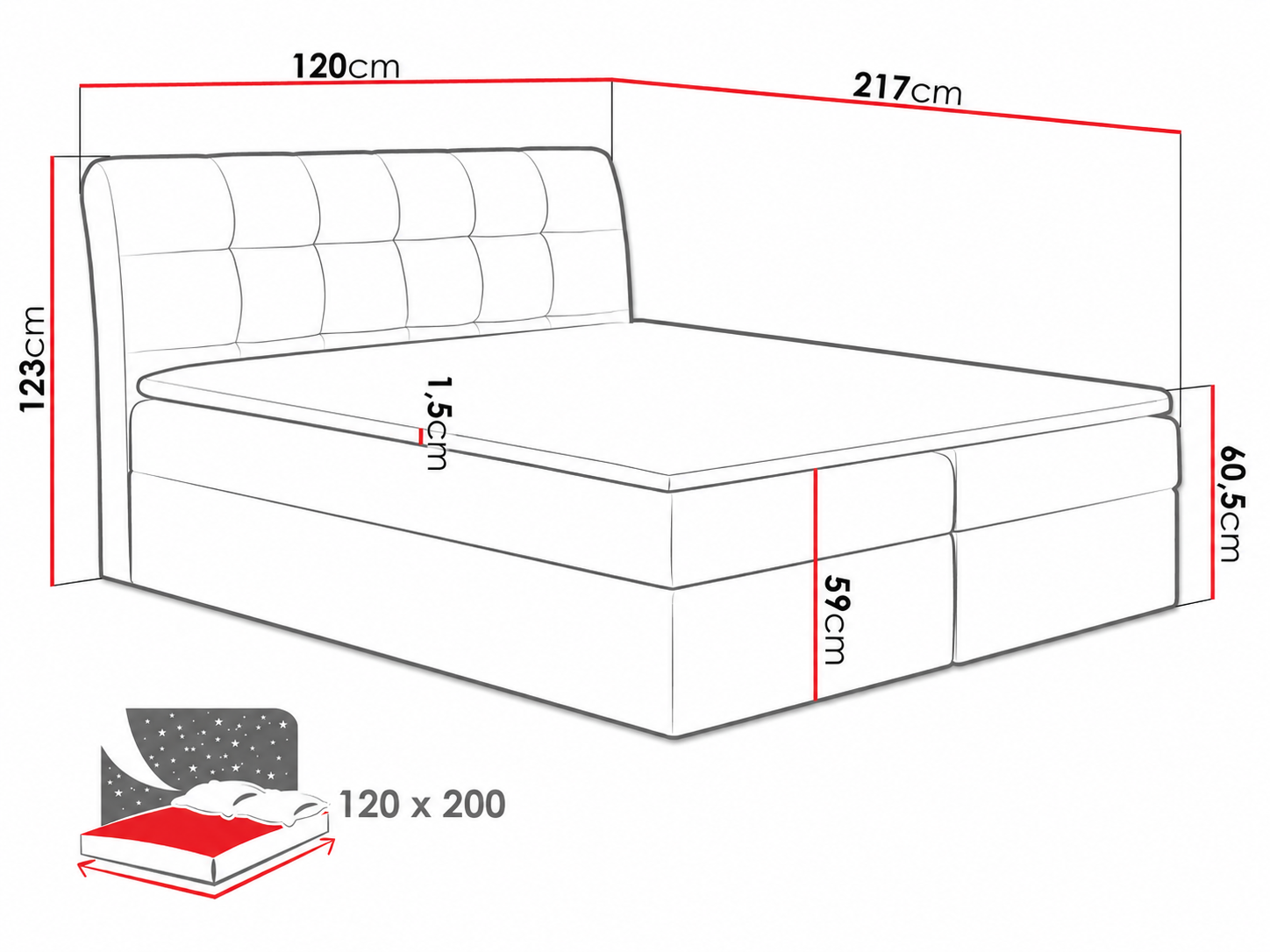 Boxspring krevet Campania (Soft 017)