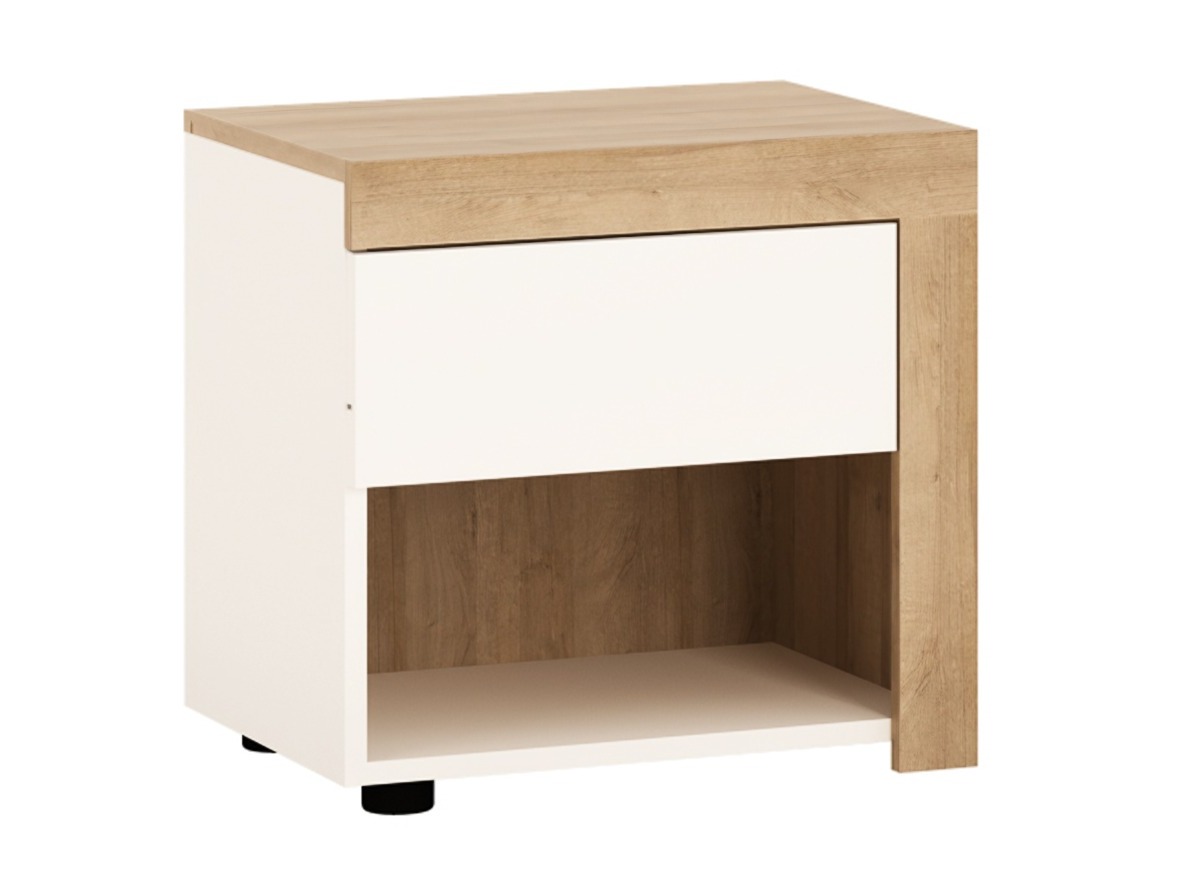Noćni ormarić Feldeli 113 (Riviera hrast + Sjajno belo)