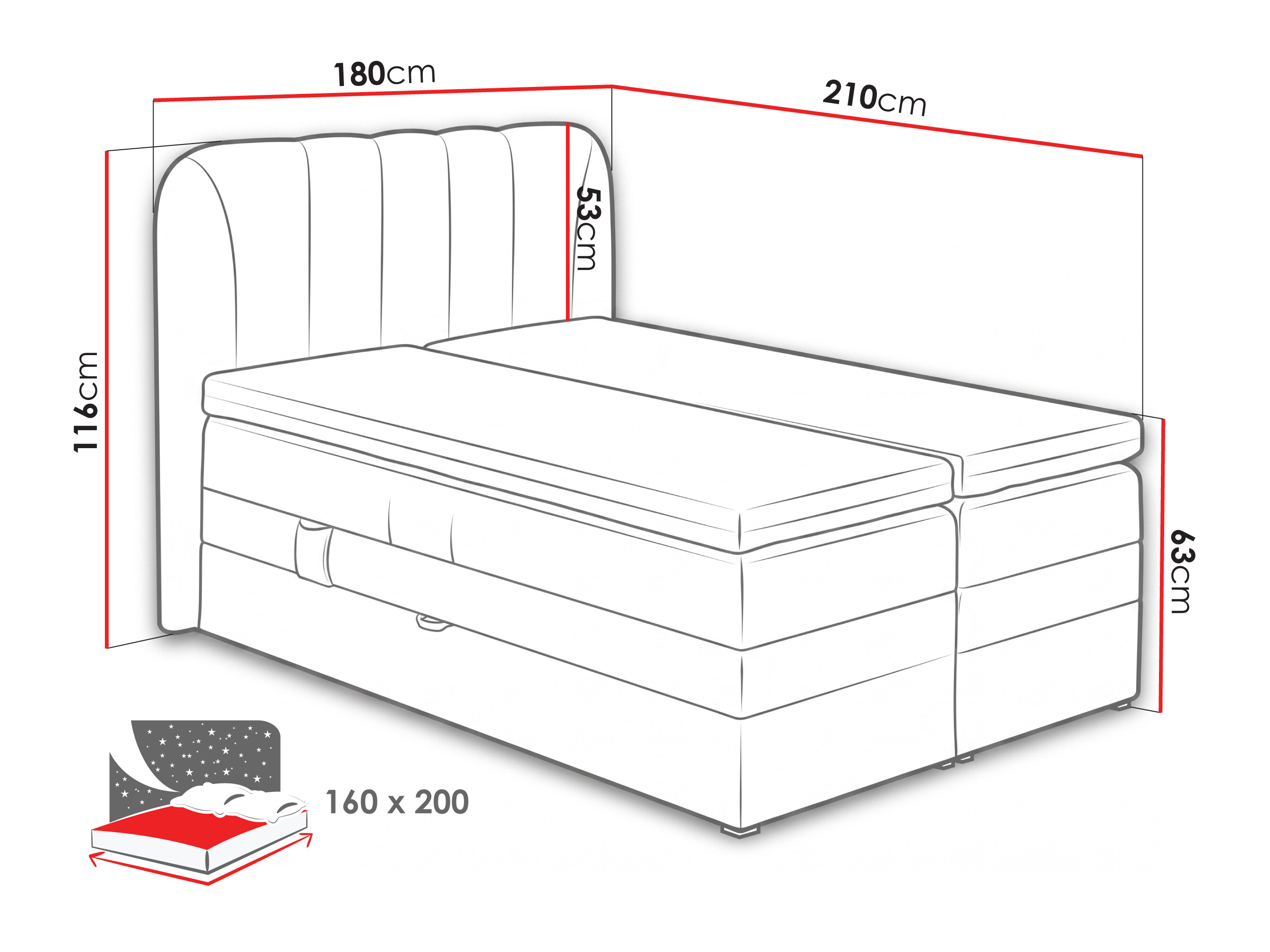 Boxspring krevet Norman 127 (Sivo-braon)