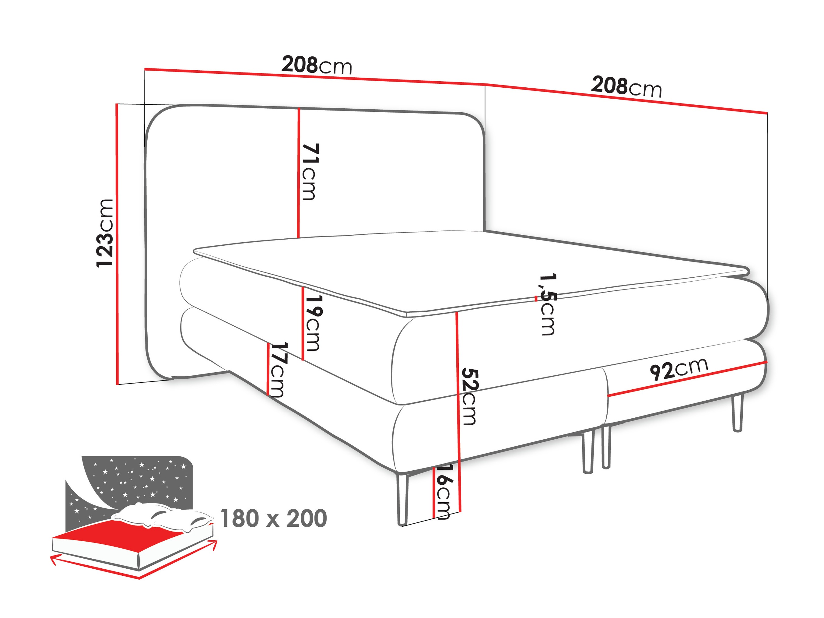 Boxspring krevet Fructis (Nazar 225.03)
