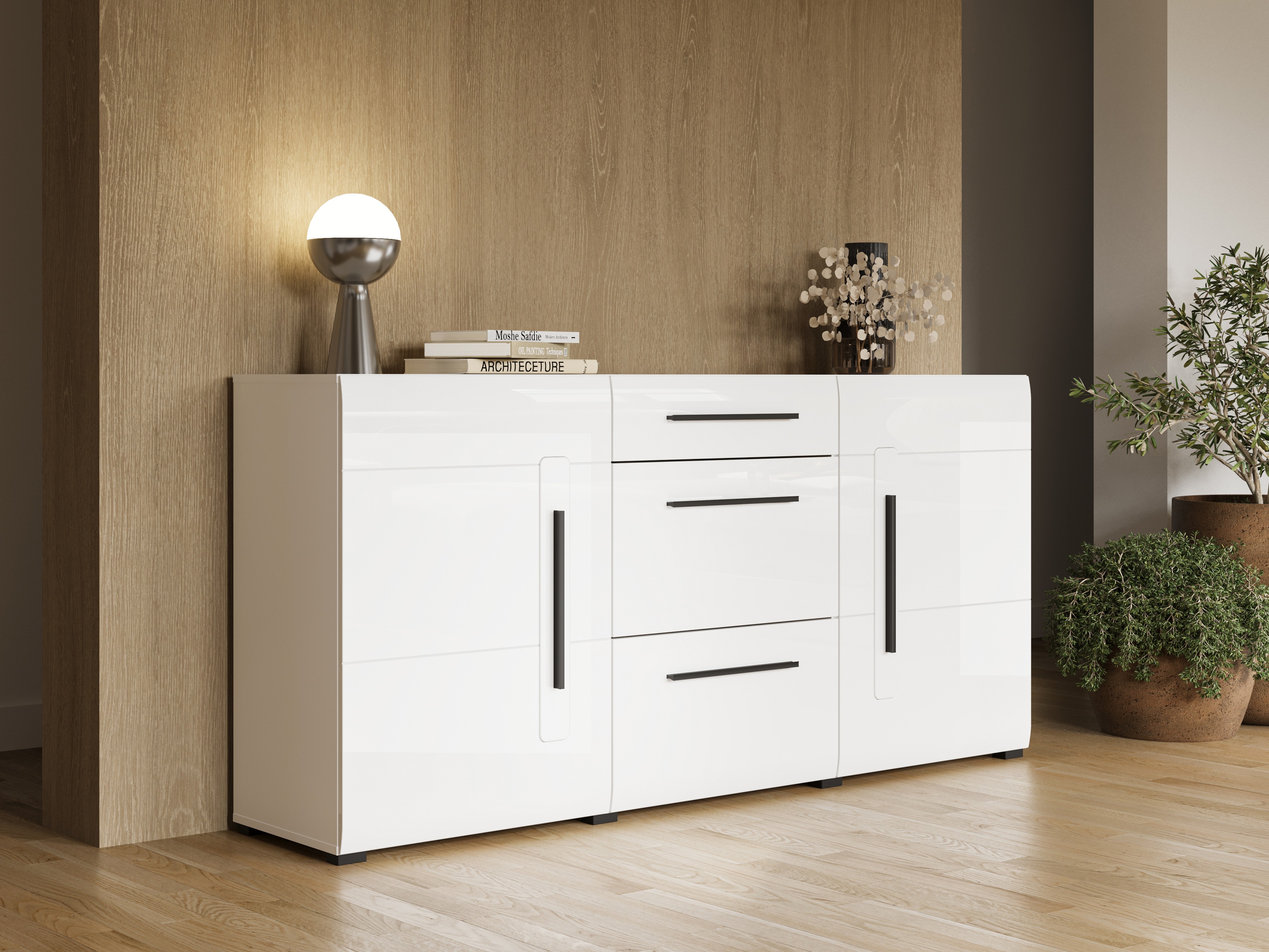 Komoda Ophsalu 108 (Belo + Sjajno belo)