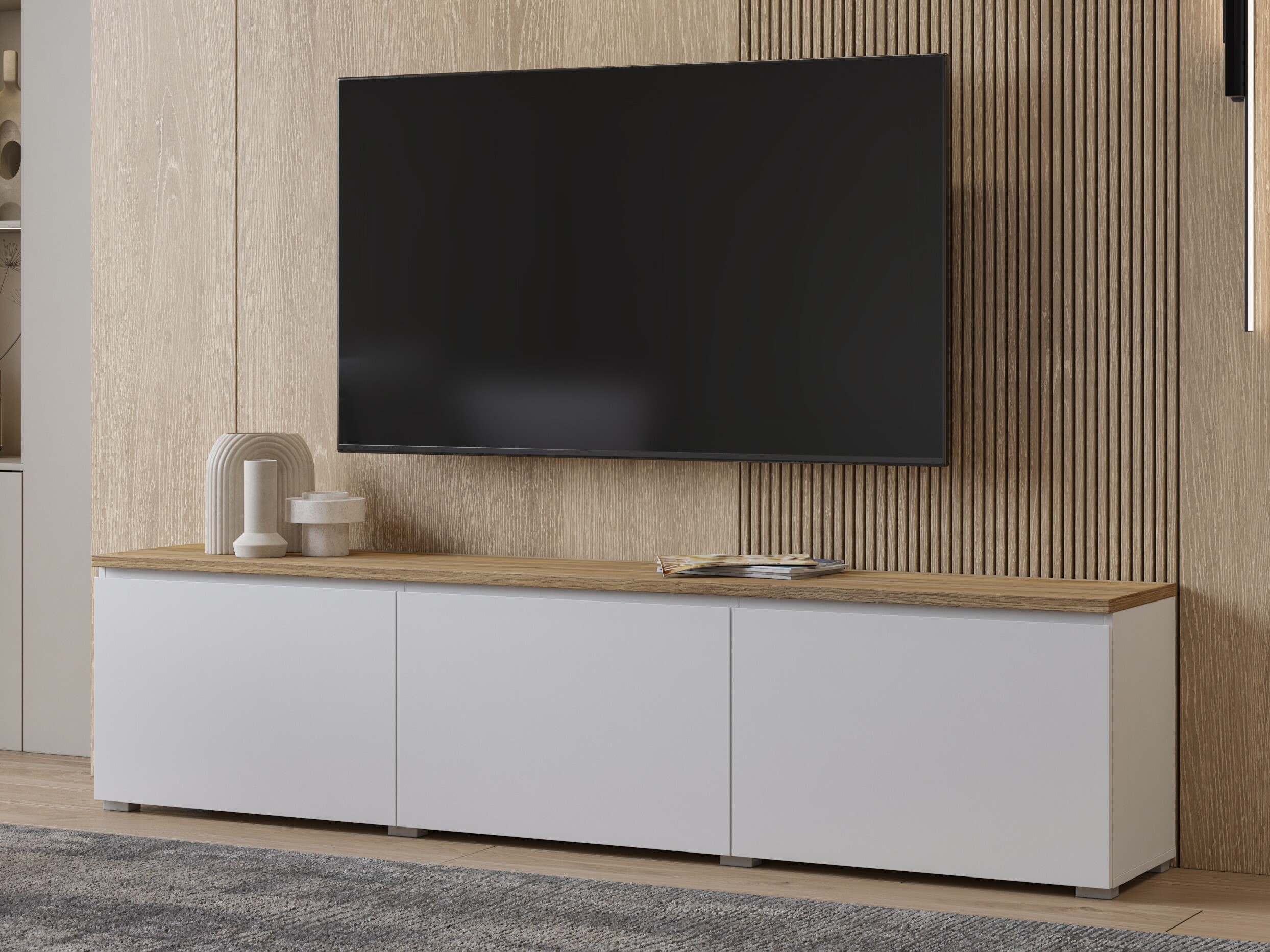 TV komoda Baletu 113 (Belo + Hrast)