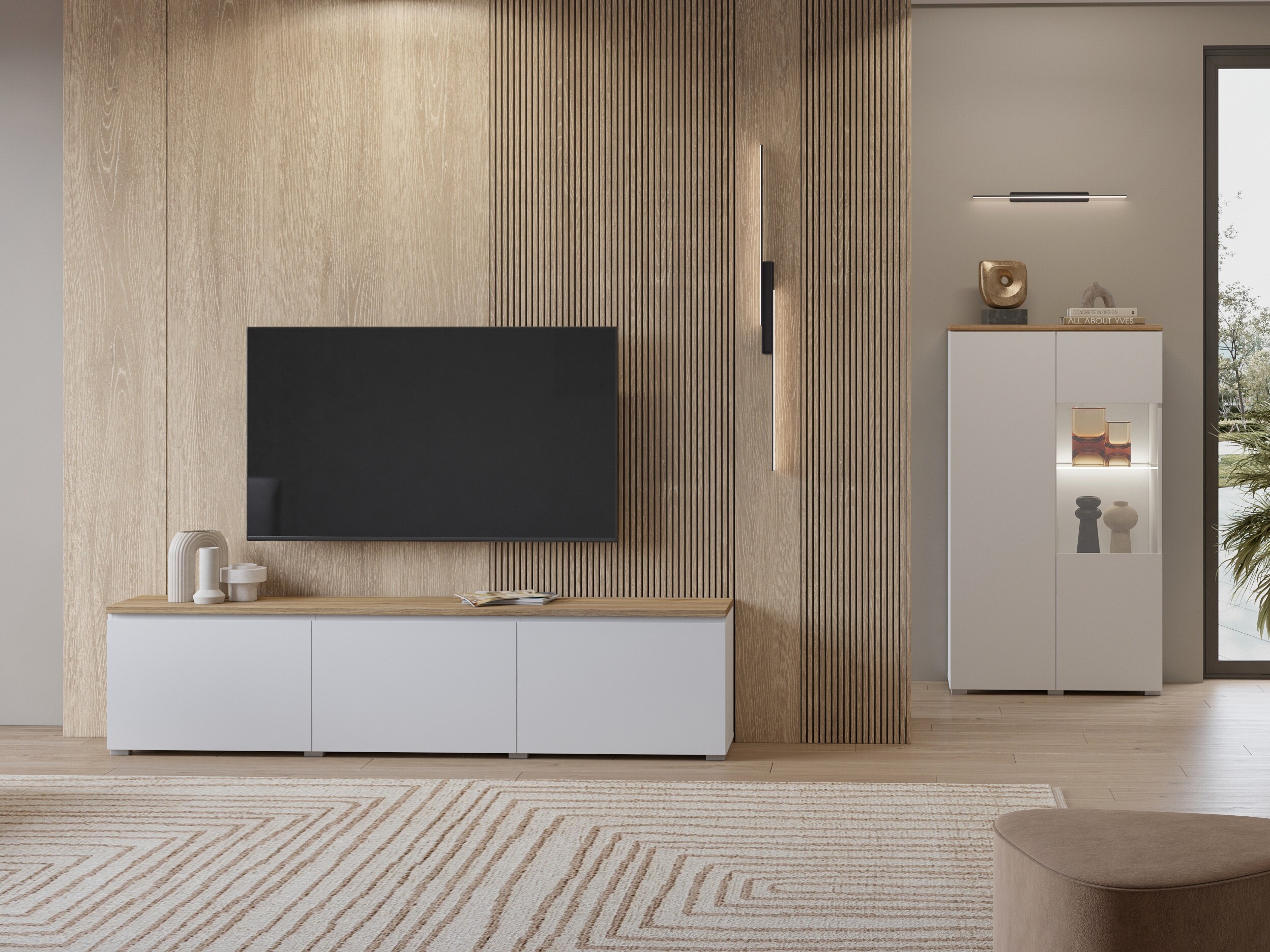 TV komoda Baletu 113 (Belo + Hrast)