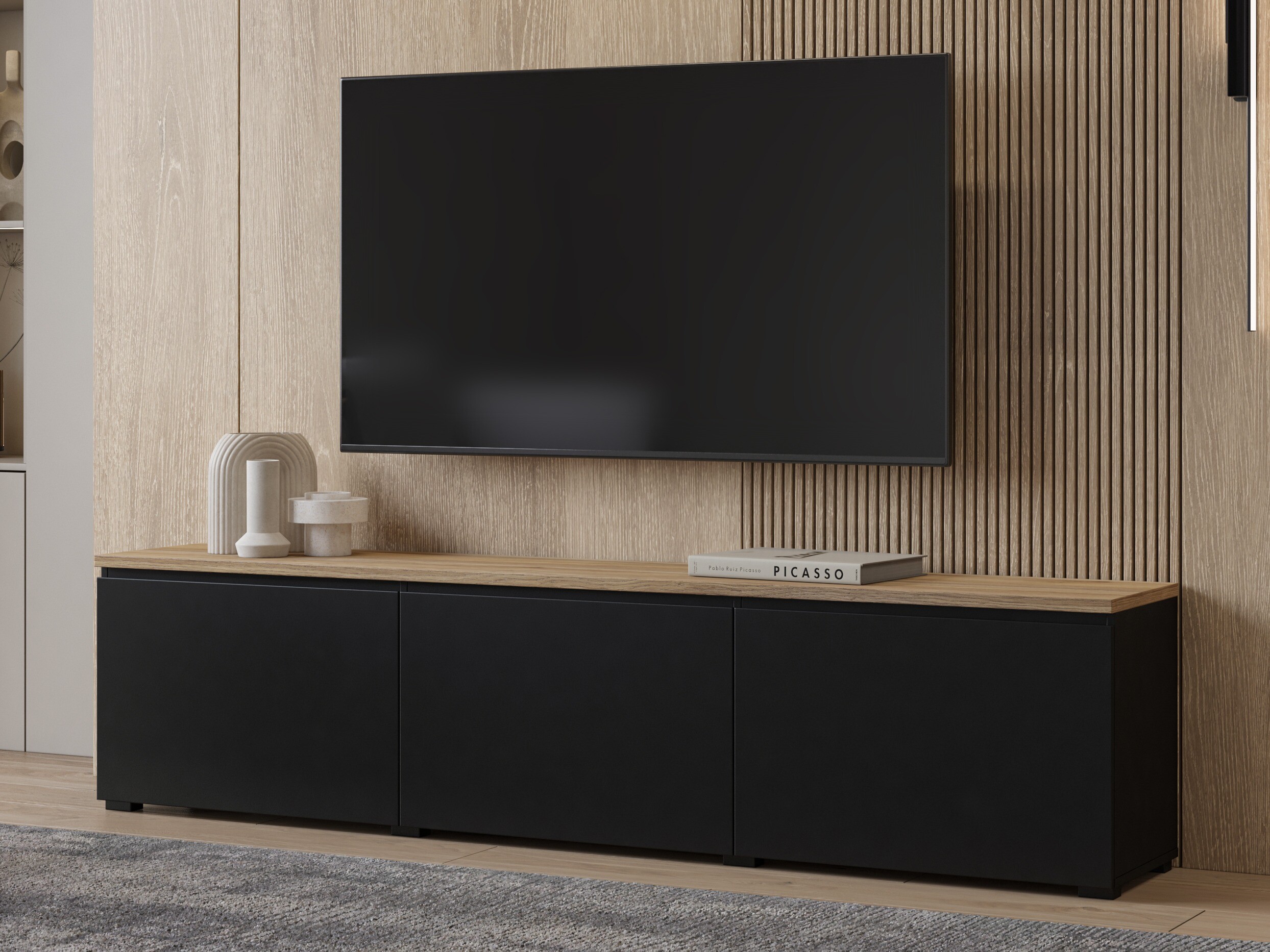TV komoda Baletu 113 (Crno + Hrast)