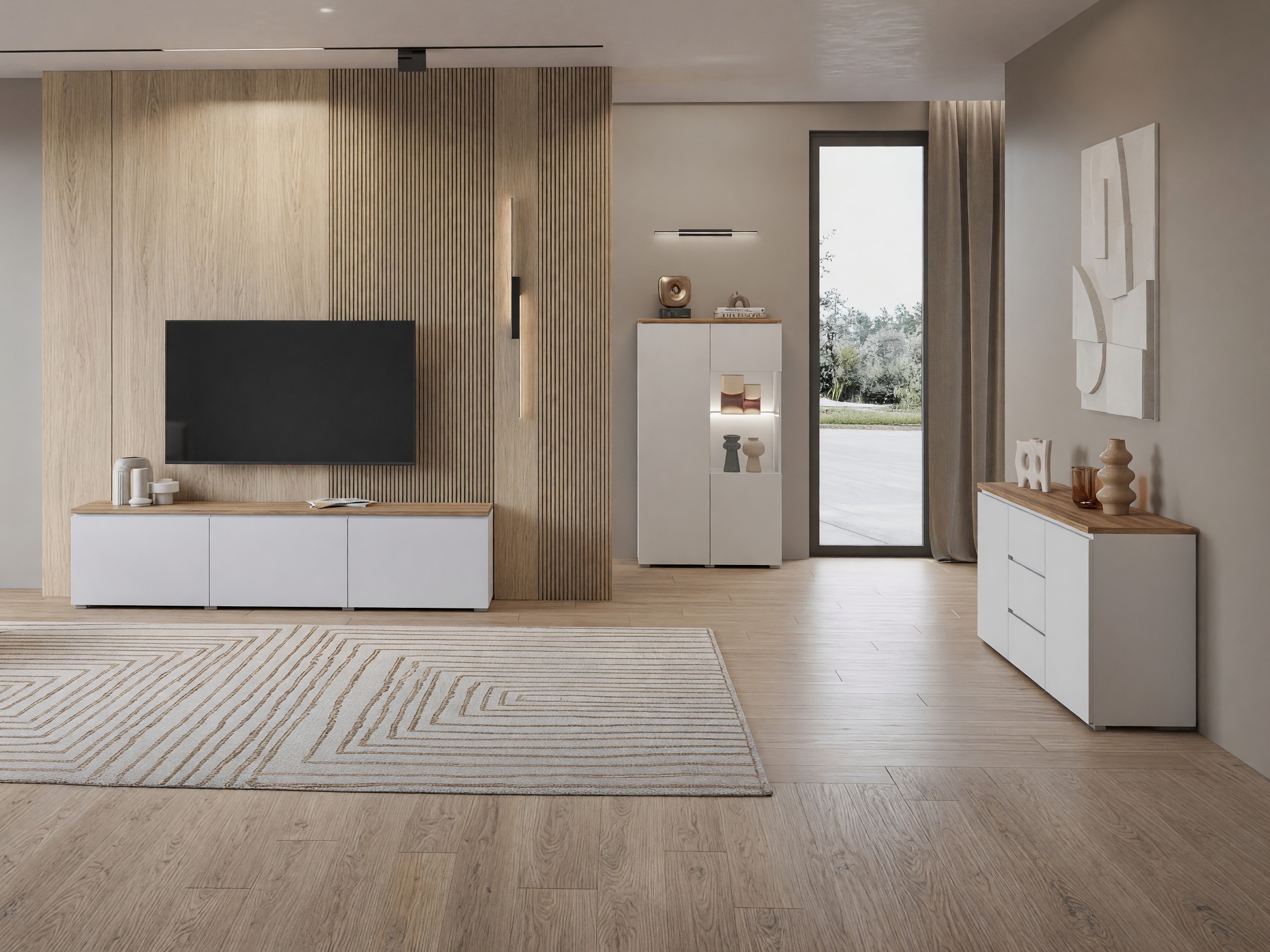 Set za dnevnu sobu Baletu 114 (Belo + Hrast)