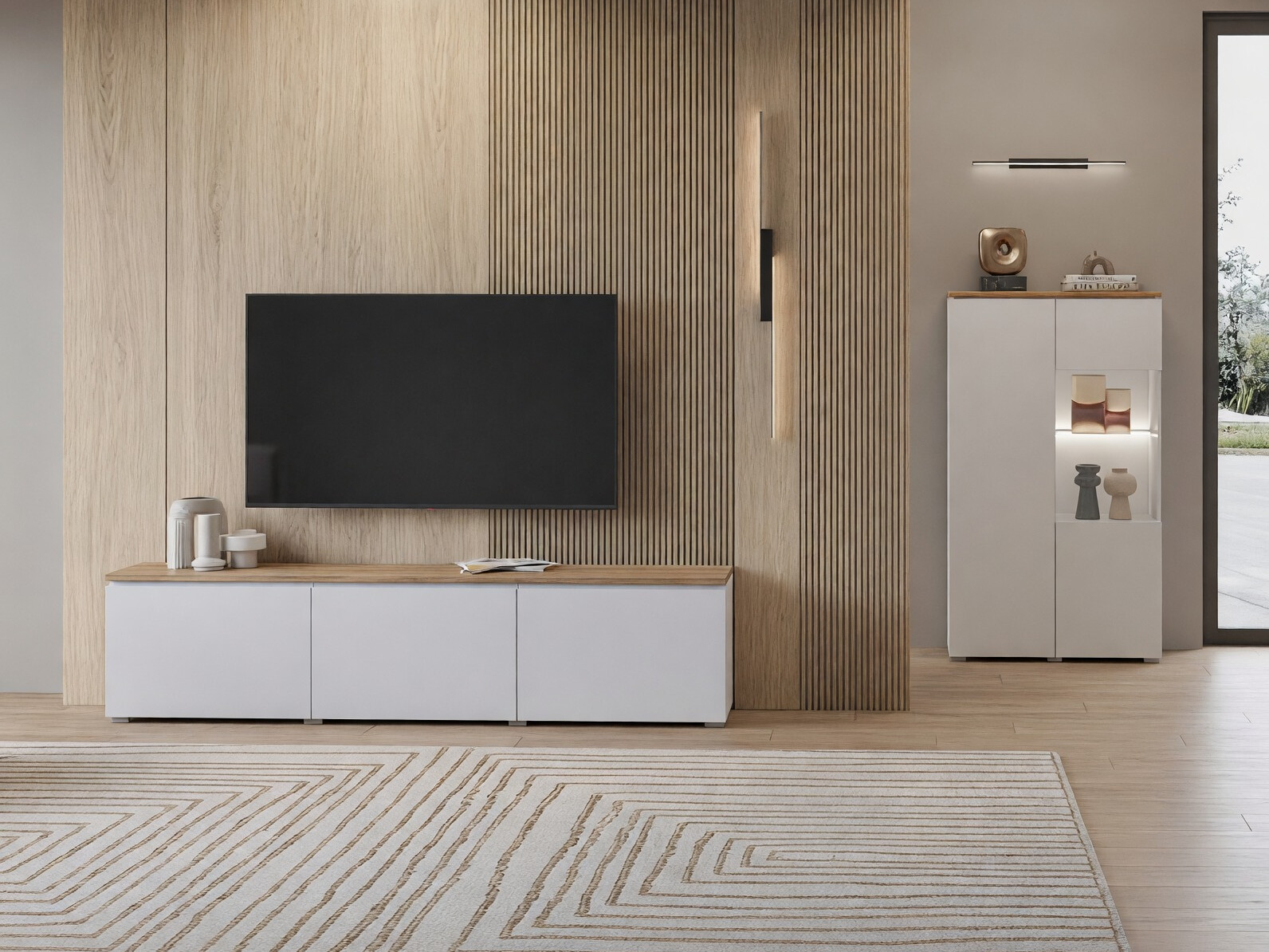 Set za dnevnu sobu Baletu 114 (Belo + Hrast)