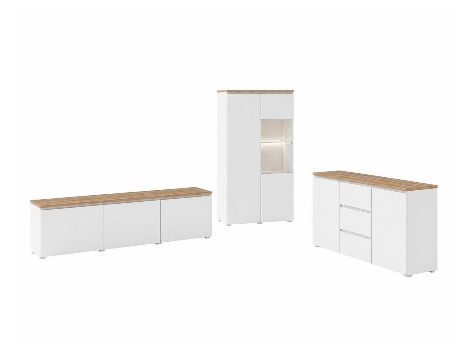 Set za dnevnu sobu Baletu 114 (Belo + Hrast)