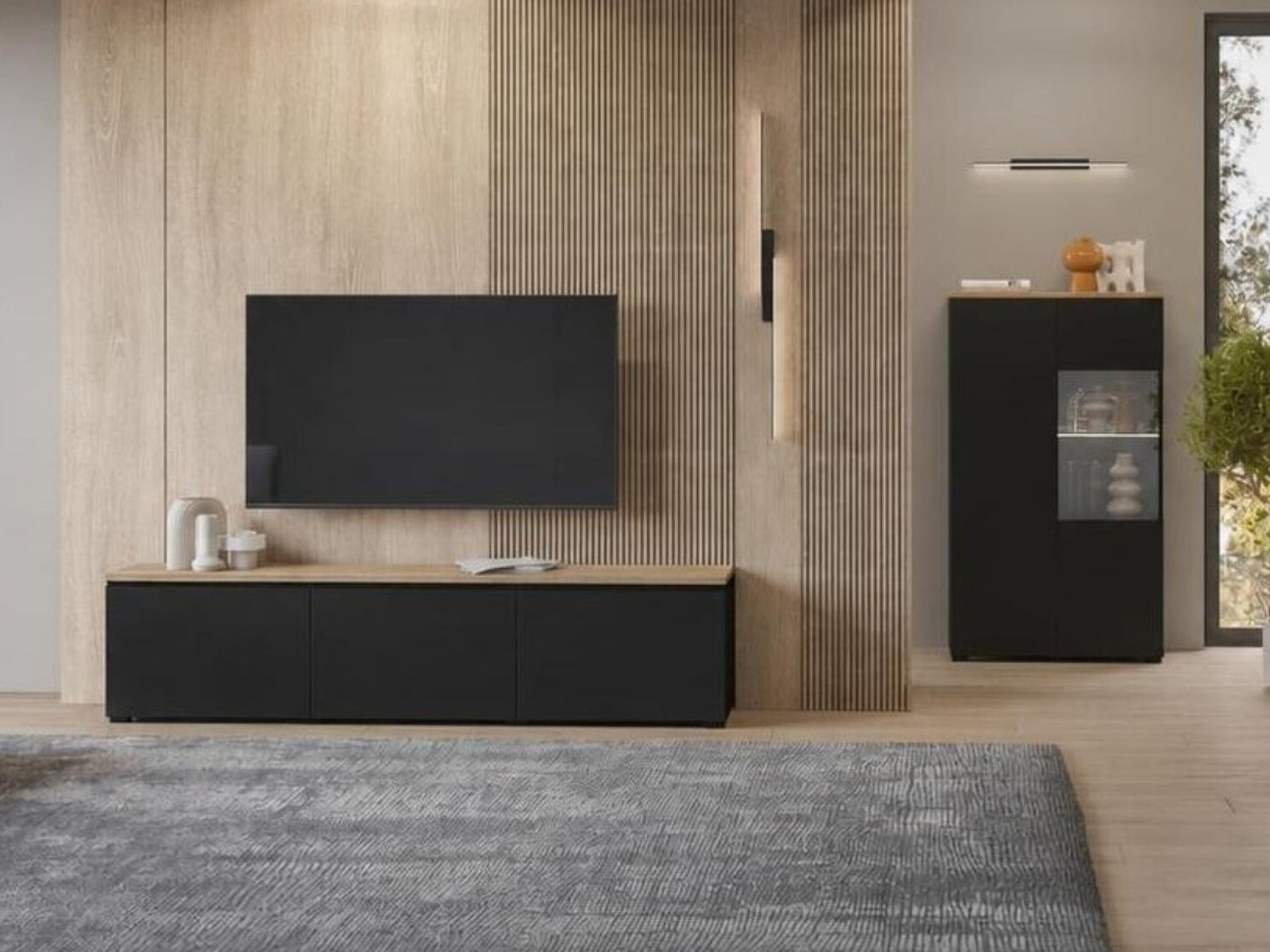 Set za dnevnu sobu Baletu 114 (Crno + Hrast)