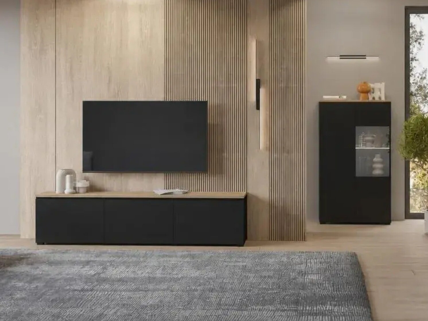Set za dnevnu sobu Baletu 114 (Crno + Hrast)