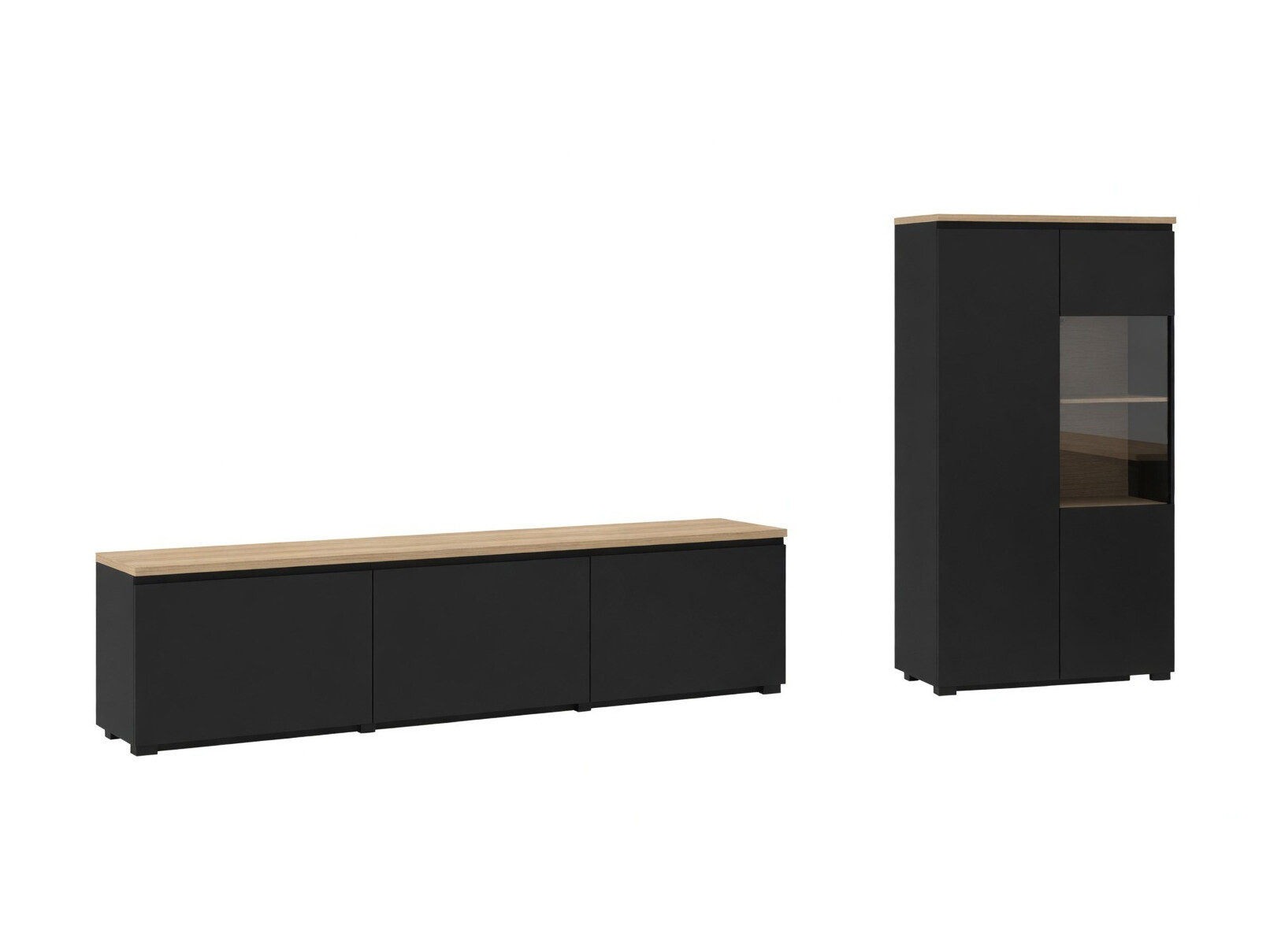 Set za dnevnu sobu Baletu 114 (Crno + Hrast)