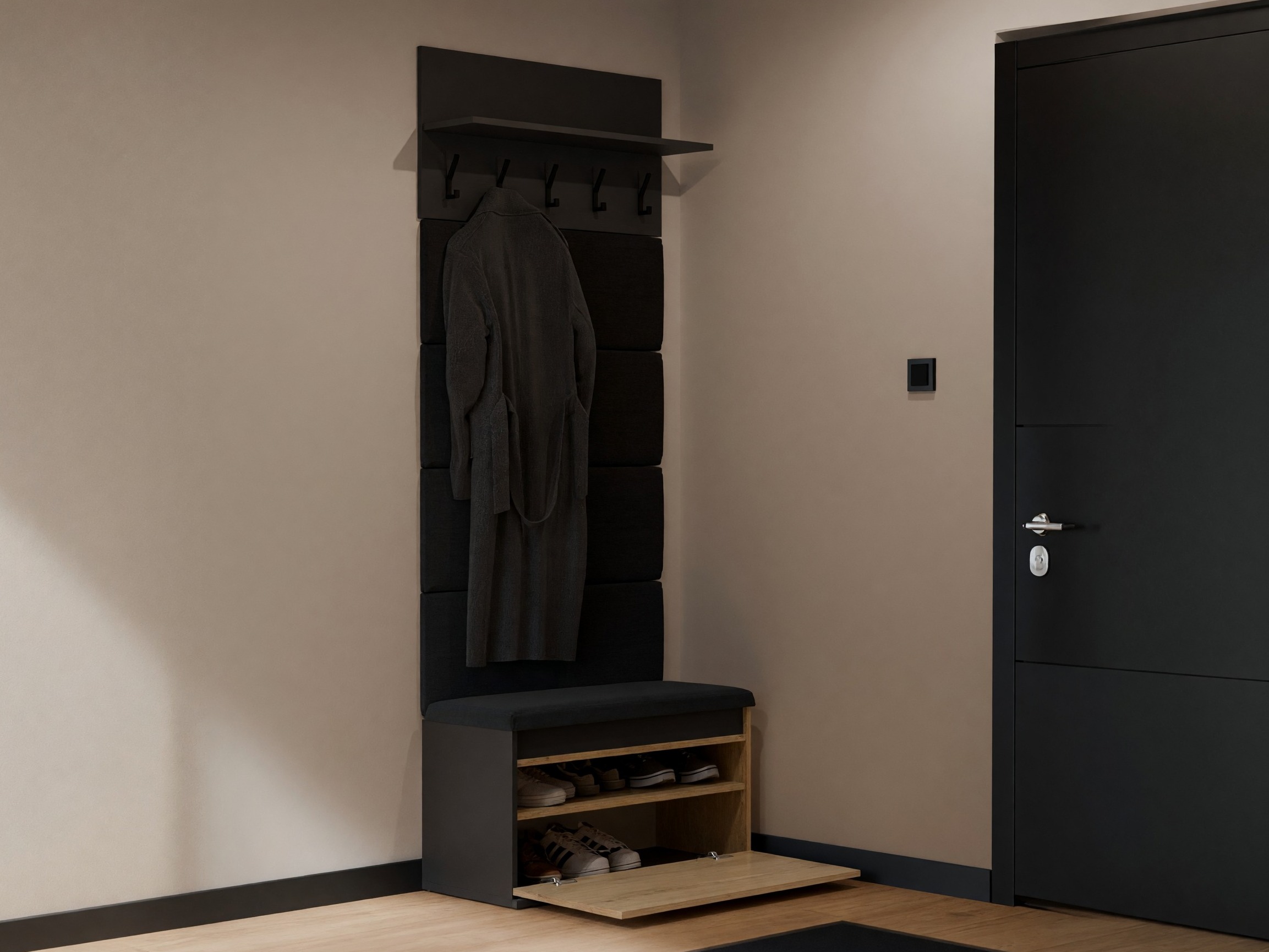 Set za hodnik Mandeville 404 (Crno + Artisan hrast)