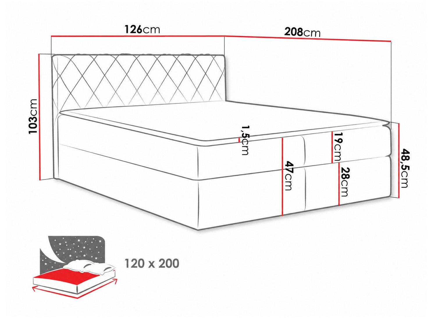 Boxspring krevet Genus (Velluto 10)