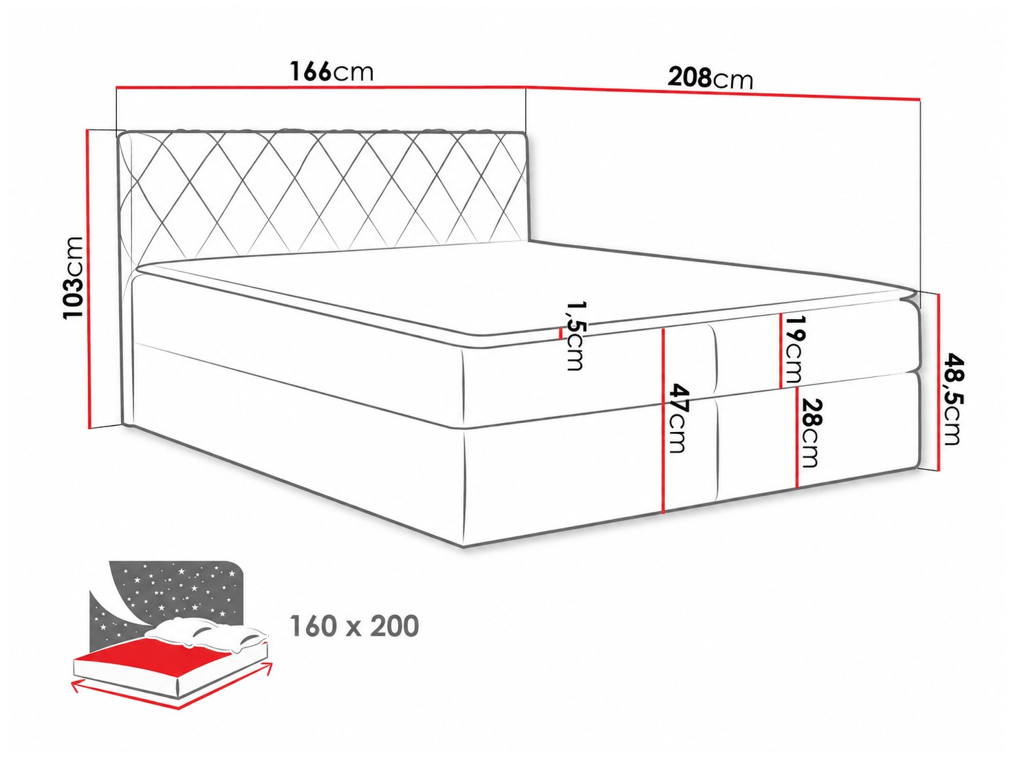 Boxspring krevet Genus (Velluto 10)