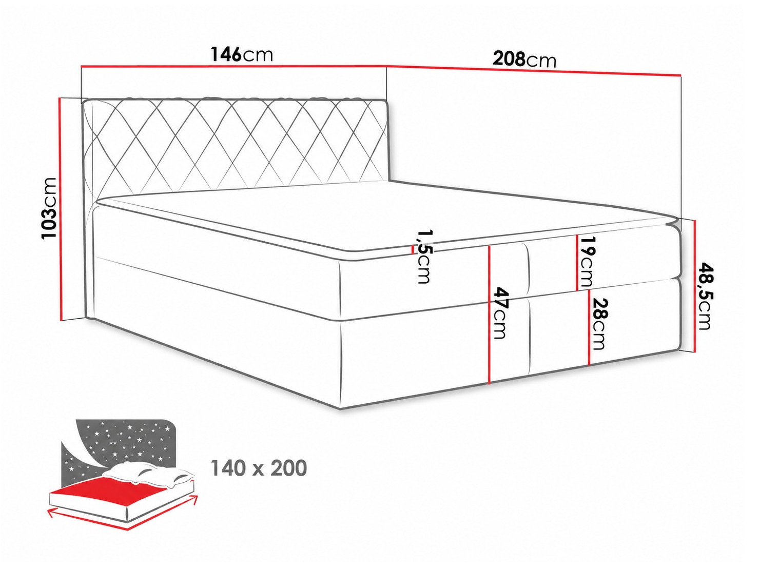 Boxspring krevet Genus (Velluto 11)