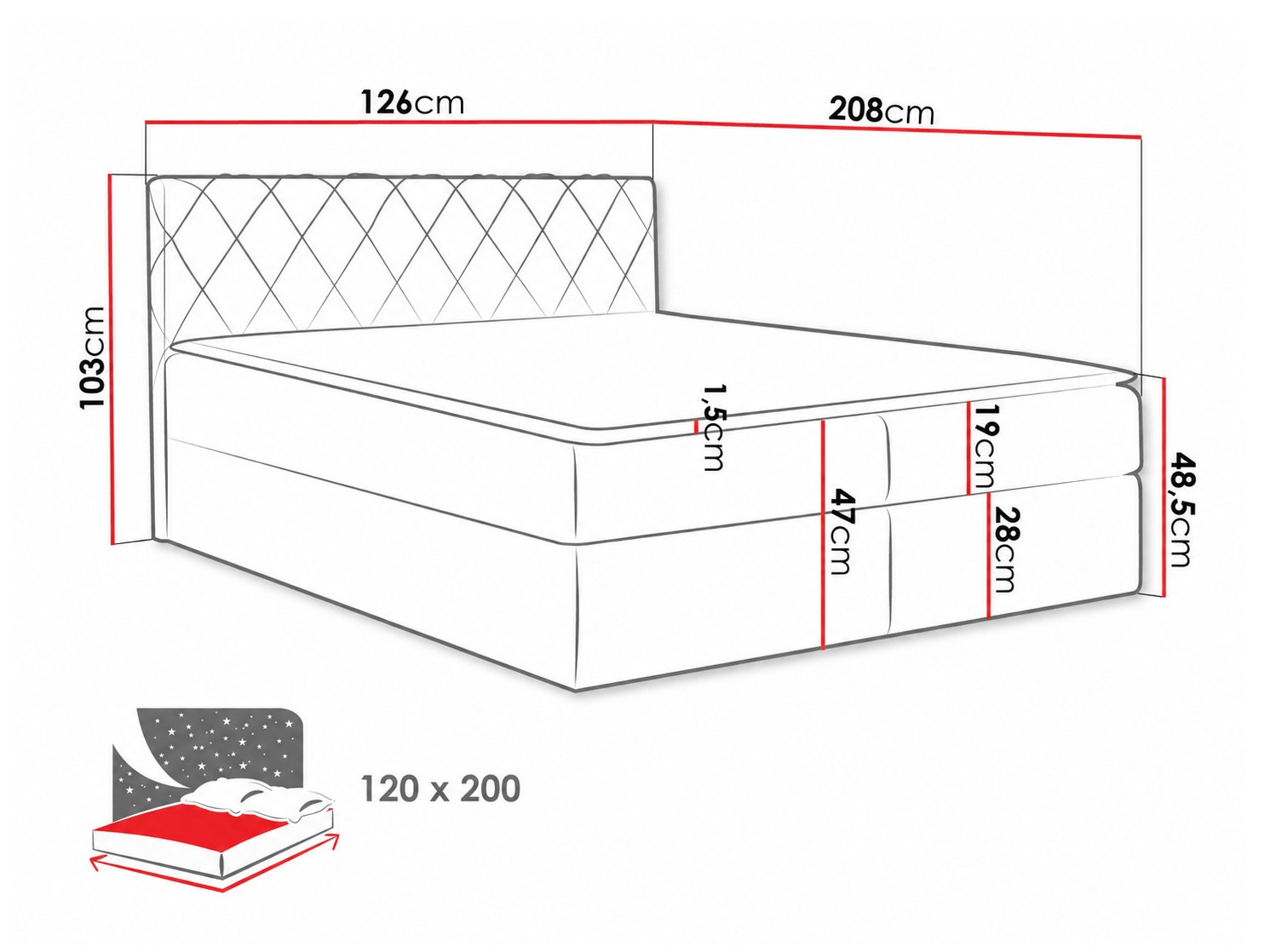 Boxspring krevet Genus (Velluto 16)