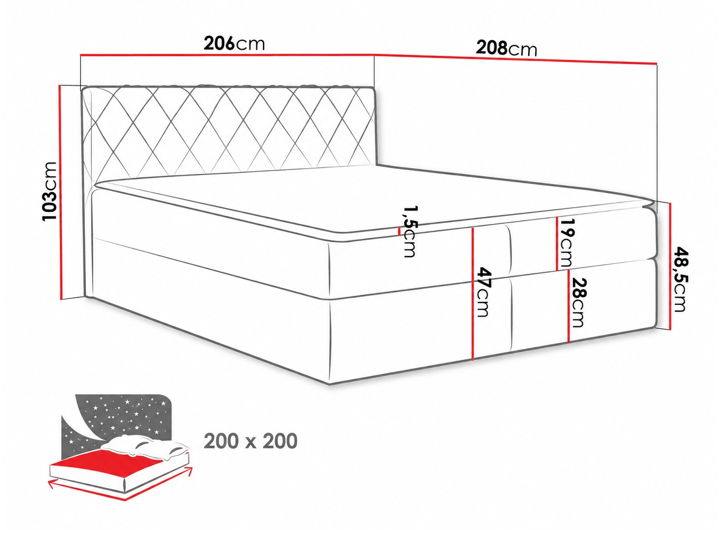 Boxspring krevet Genus (Velluto 16)