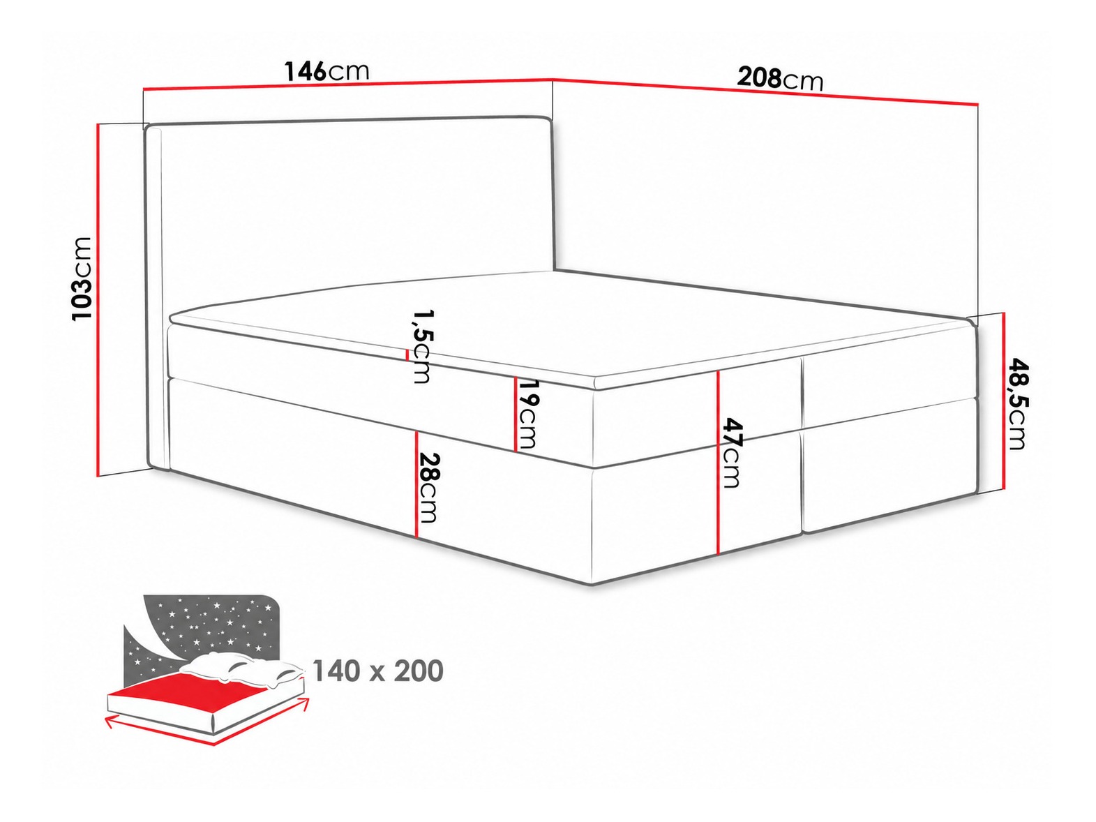 Boxspring krevet Nix (Velluto 10)