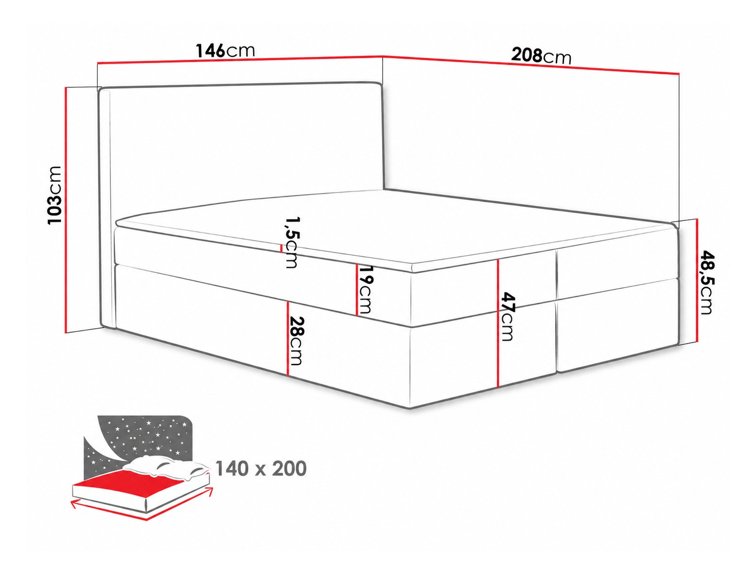 Boxspring krevet Nix (Velluto 11)