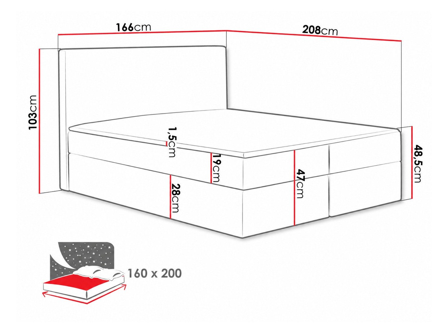 Boxspring krevet Nix (Velluto 11)