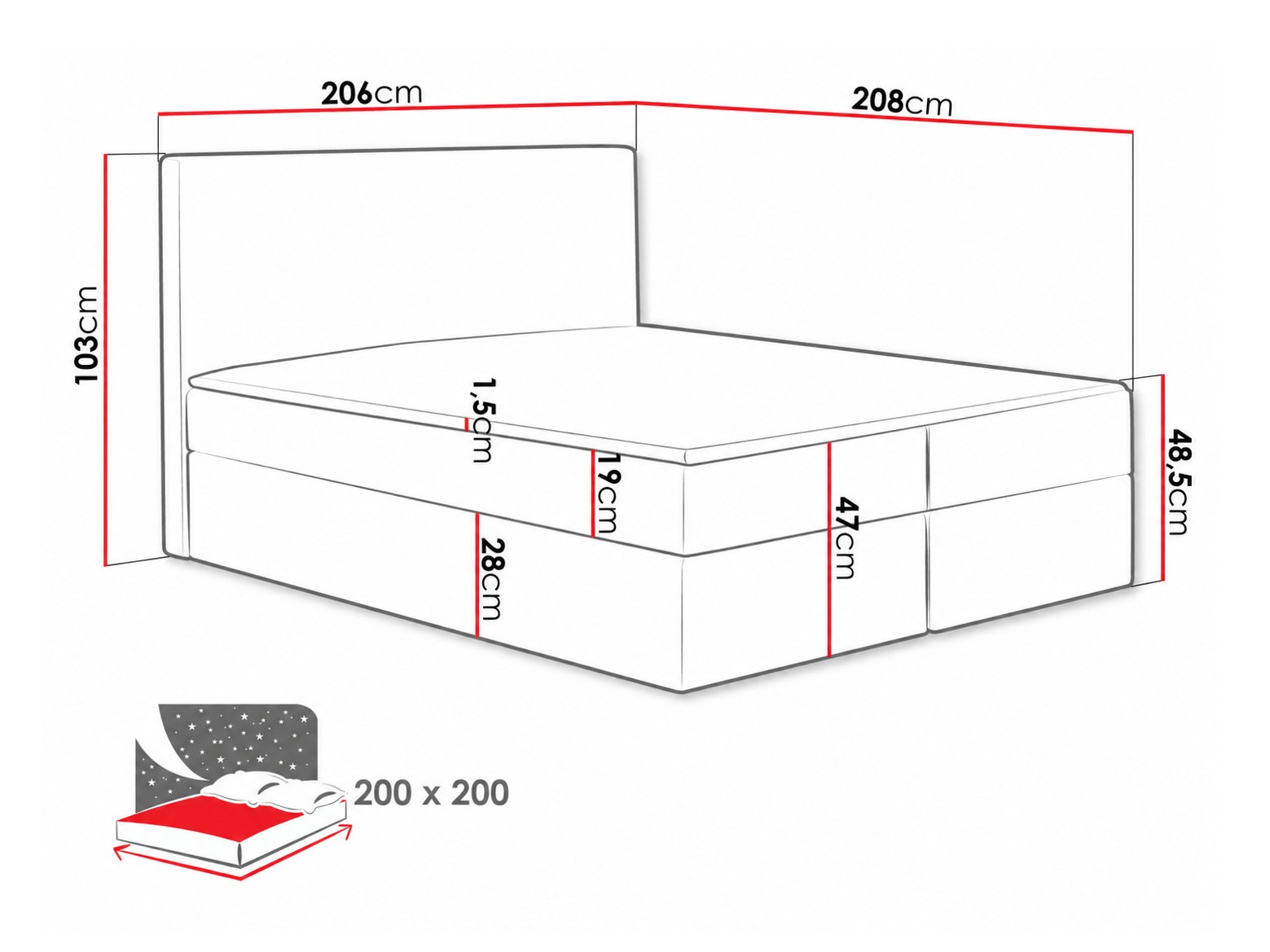 Boxspring krevet Nix (Velluto 11)