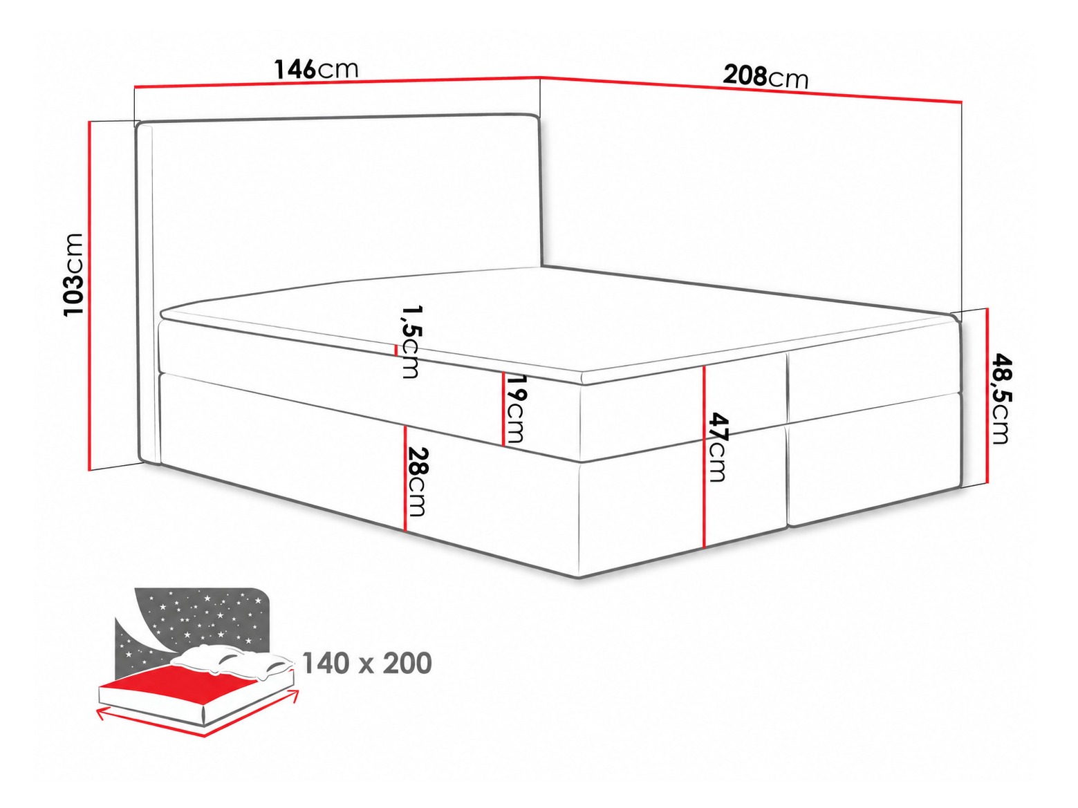 Boxspring krevet Nix (Velluto 14)