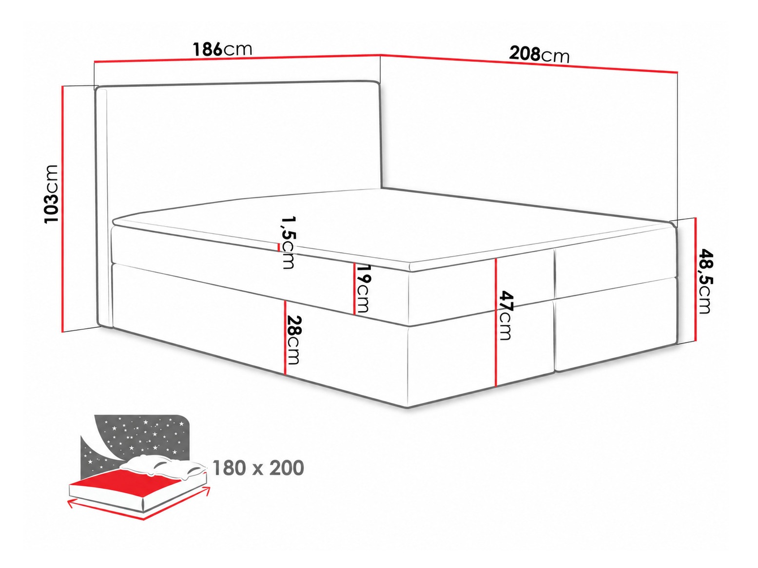 Boxspring krevet Nix (Velluto 14)