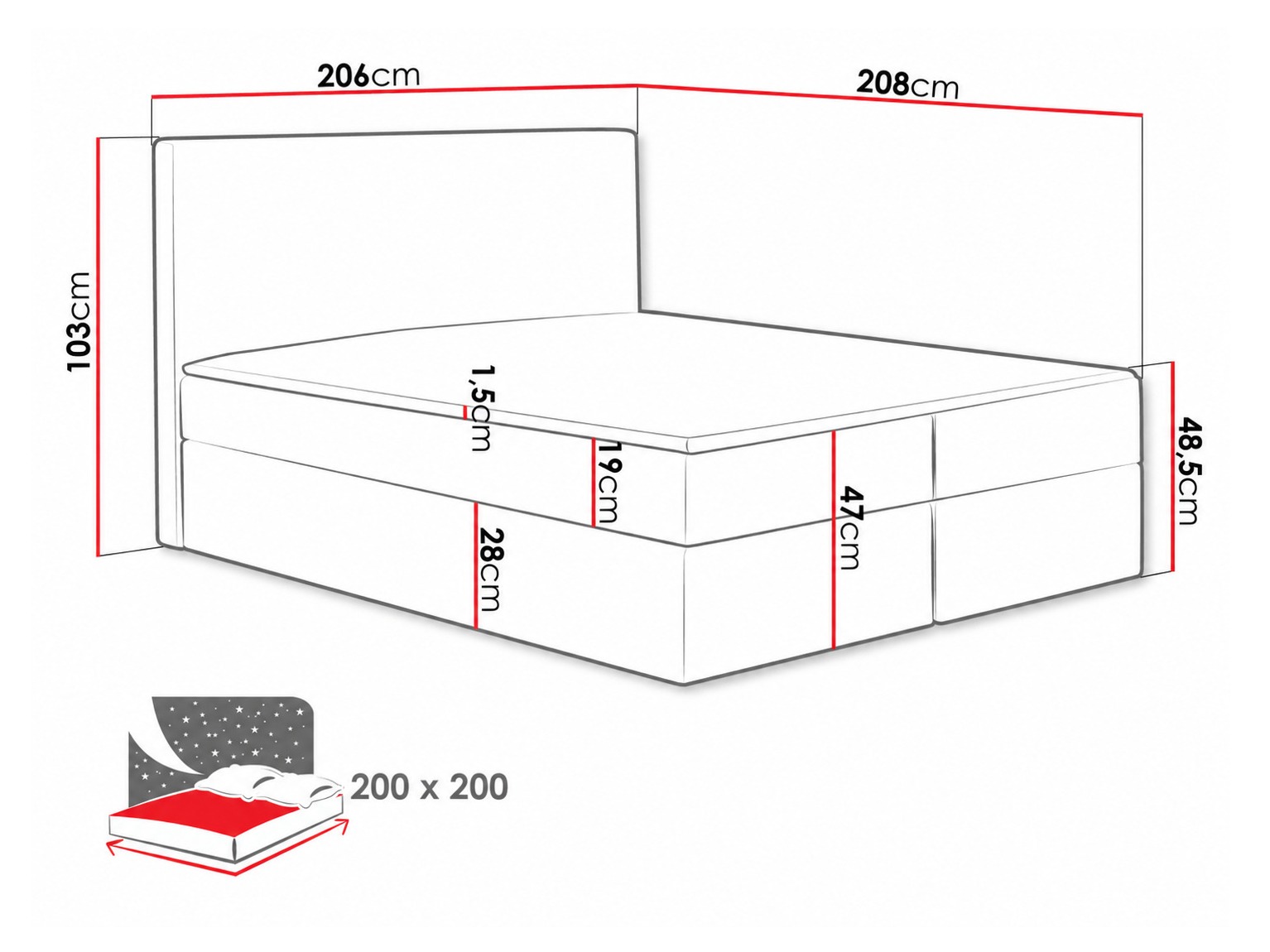 Boxspring krevet Nix (Velluto 16)