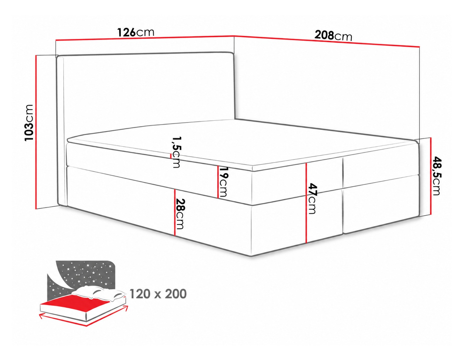 Boxspring krevet Nix (Velluto 7)
