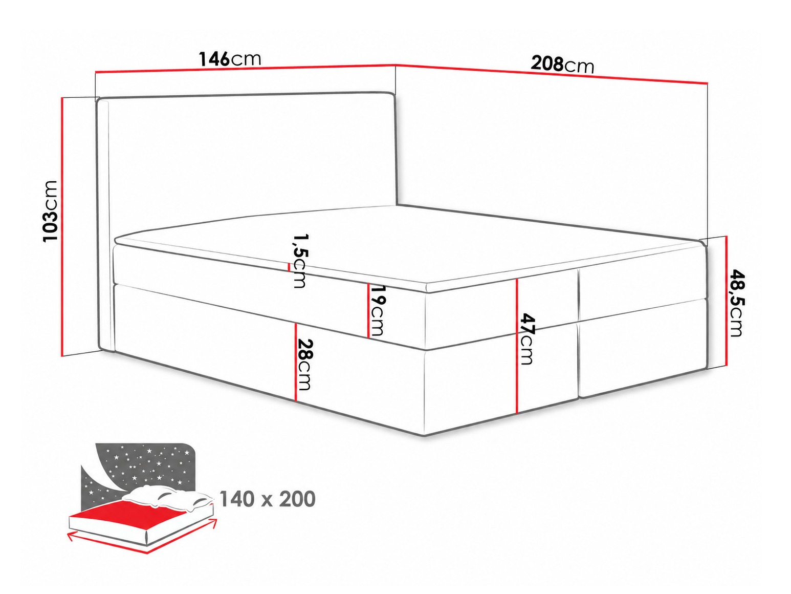 Boxspring krevet Nix (Velluto 7)