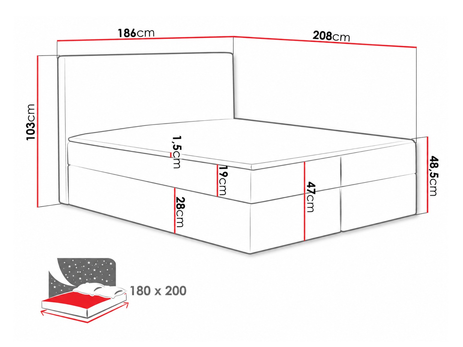 Boxspring krevet Nix (Velluto 7)