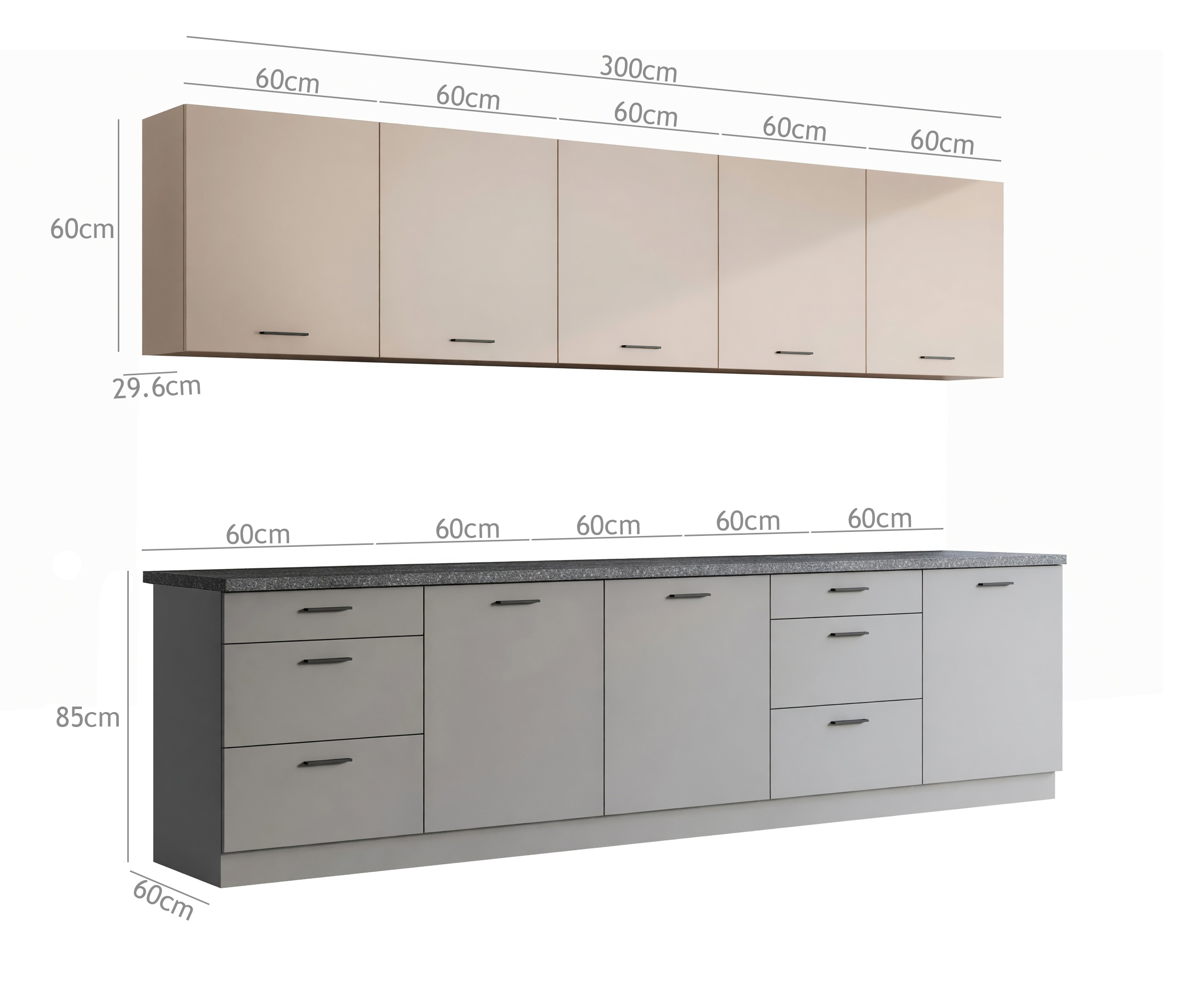 Modularni kuhinjski set Ati Cashmere Grey 101