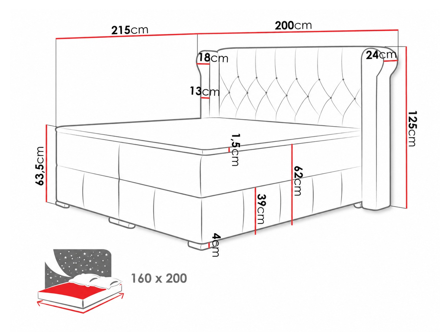 Boxspring krevet Ars (Magic Velvet 2201)