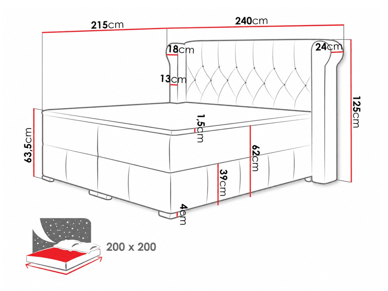 Boxspring krevet Ars (Magic Velvet 2201)