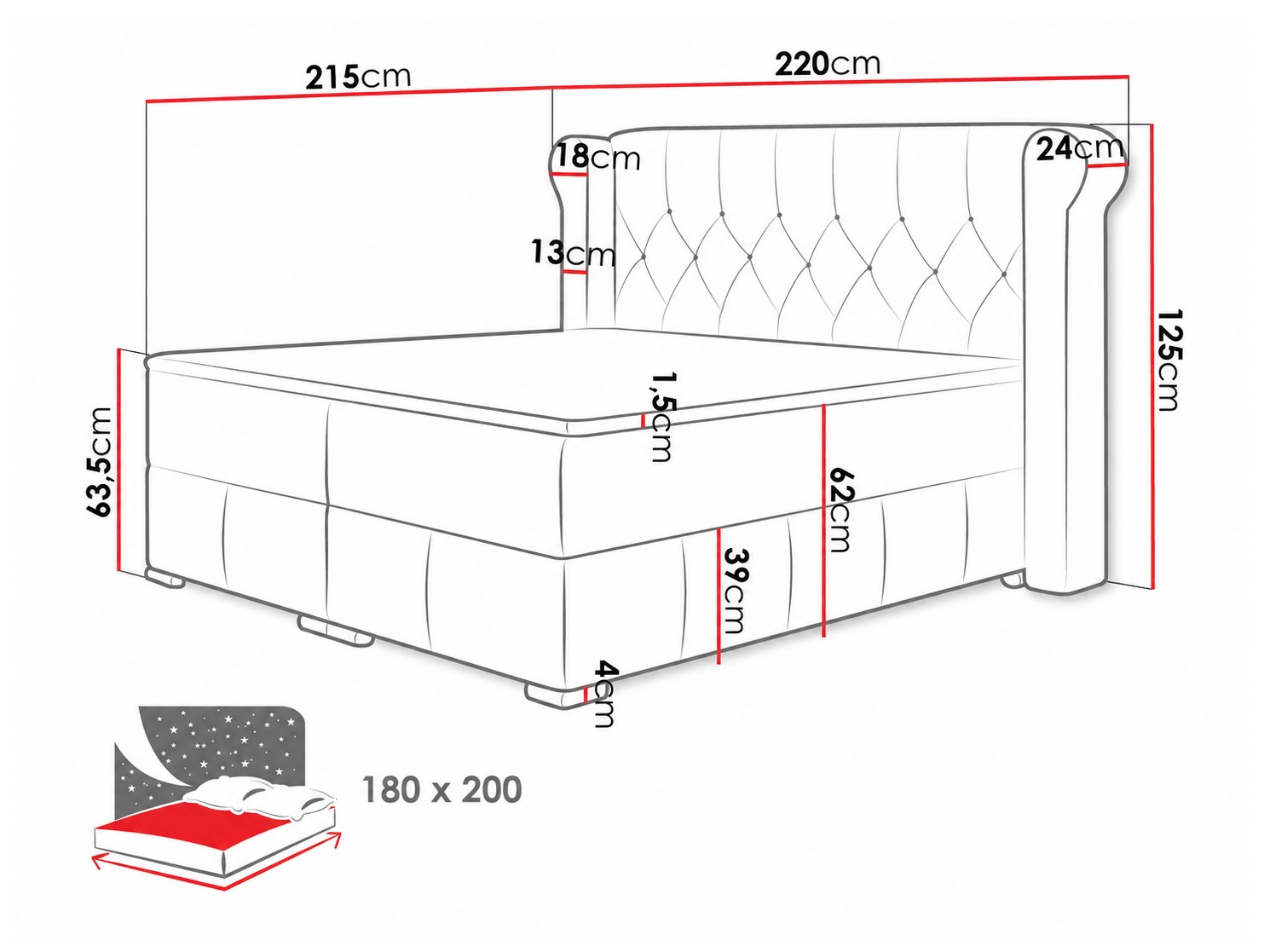 Boxspring krevet Ars (Magic Velvet 2217)