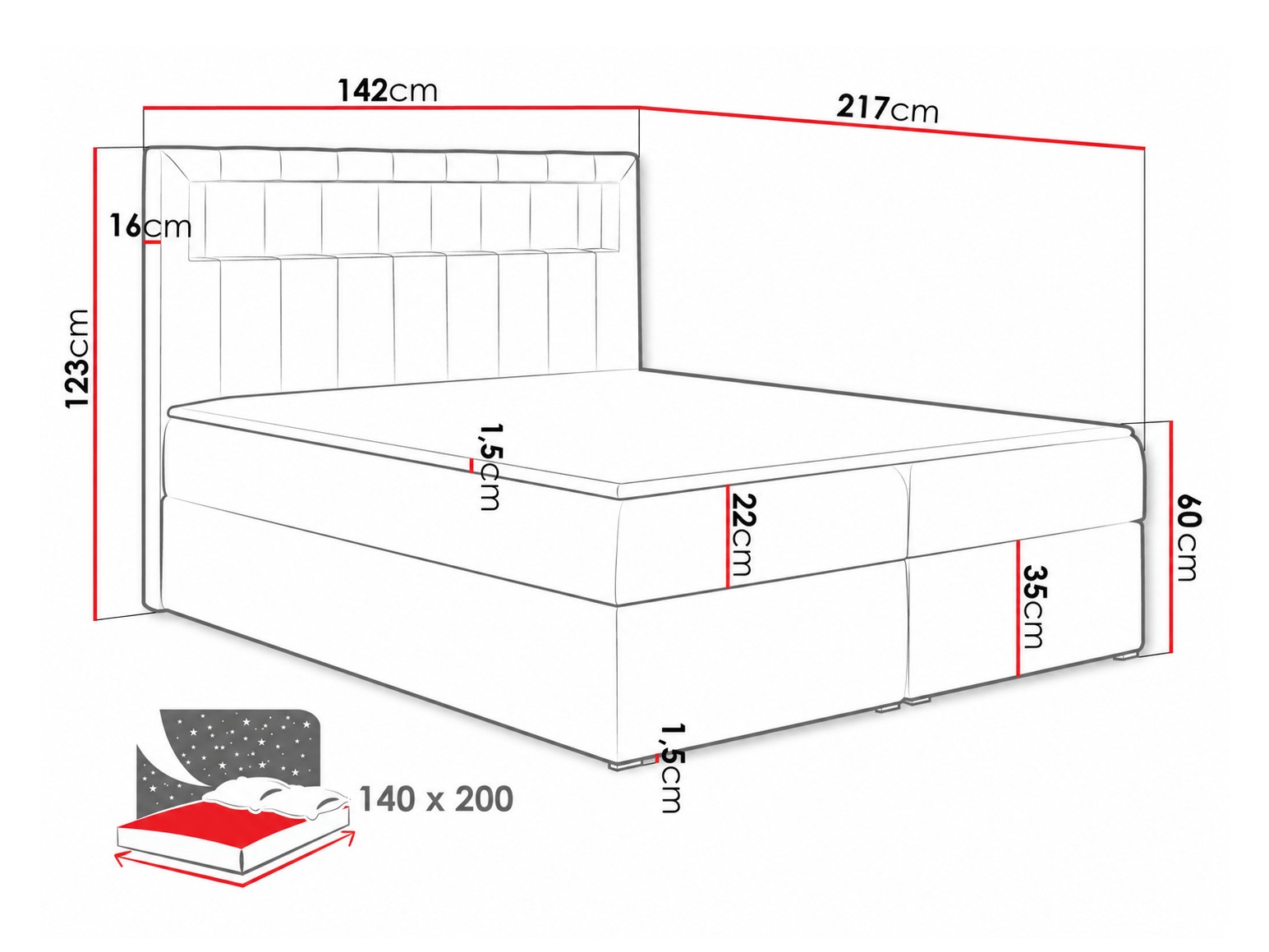 Boxspring krevet Pomum (Magic Velvet 2217)