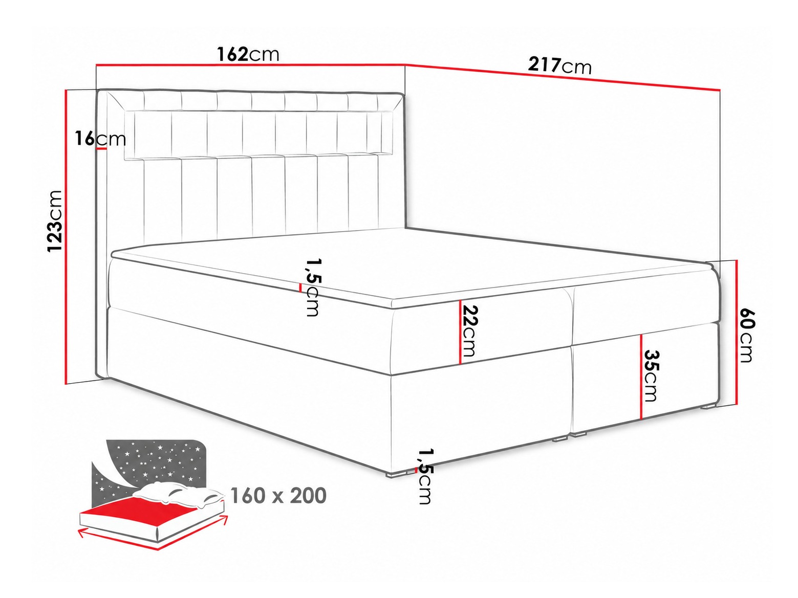 Boxspring krevet Pomum (Magic Velvet 2217)