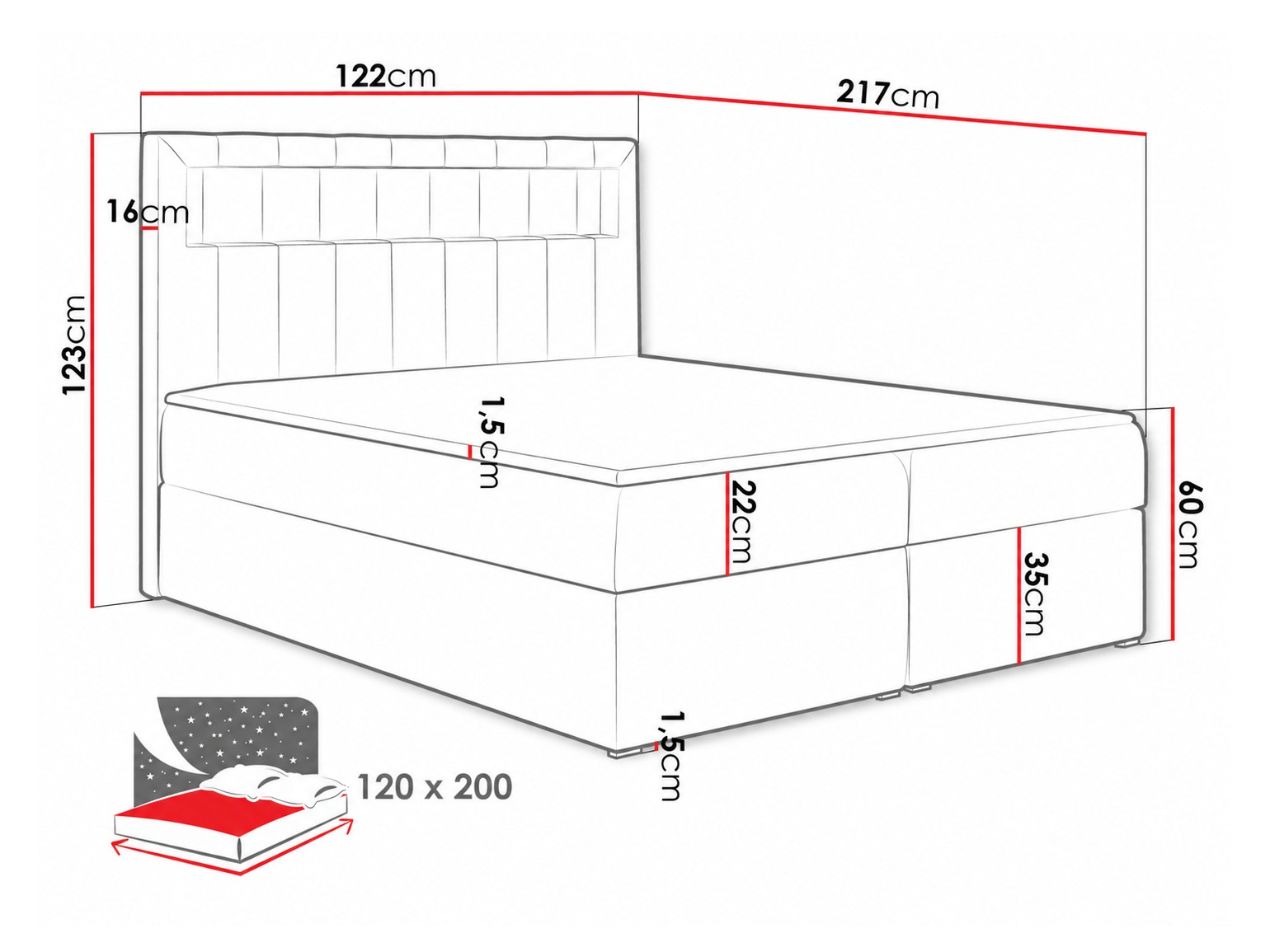 Boxspring krevet Pomum (Soft 011)