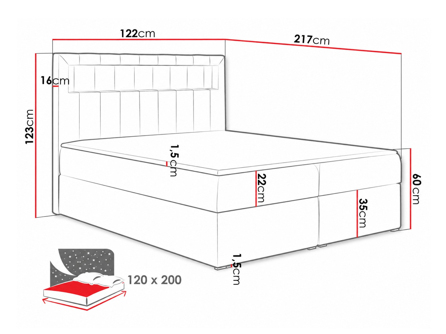 Boxspring krevet Pomum (Velutto 11)