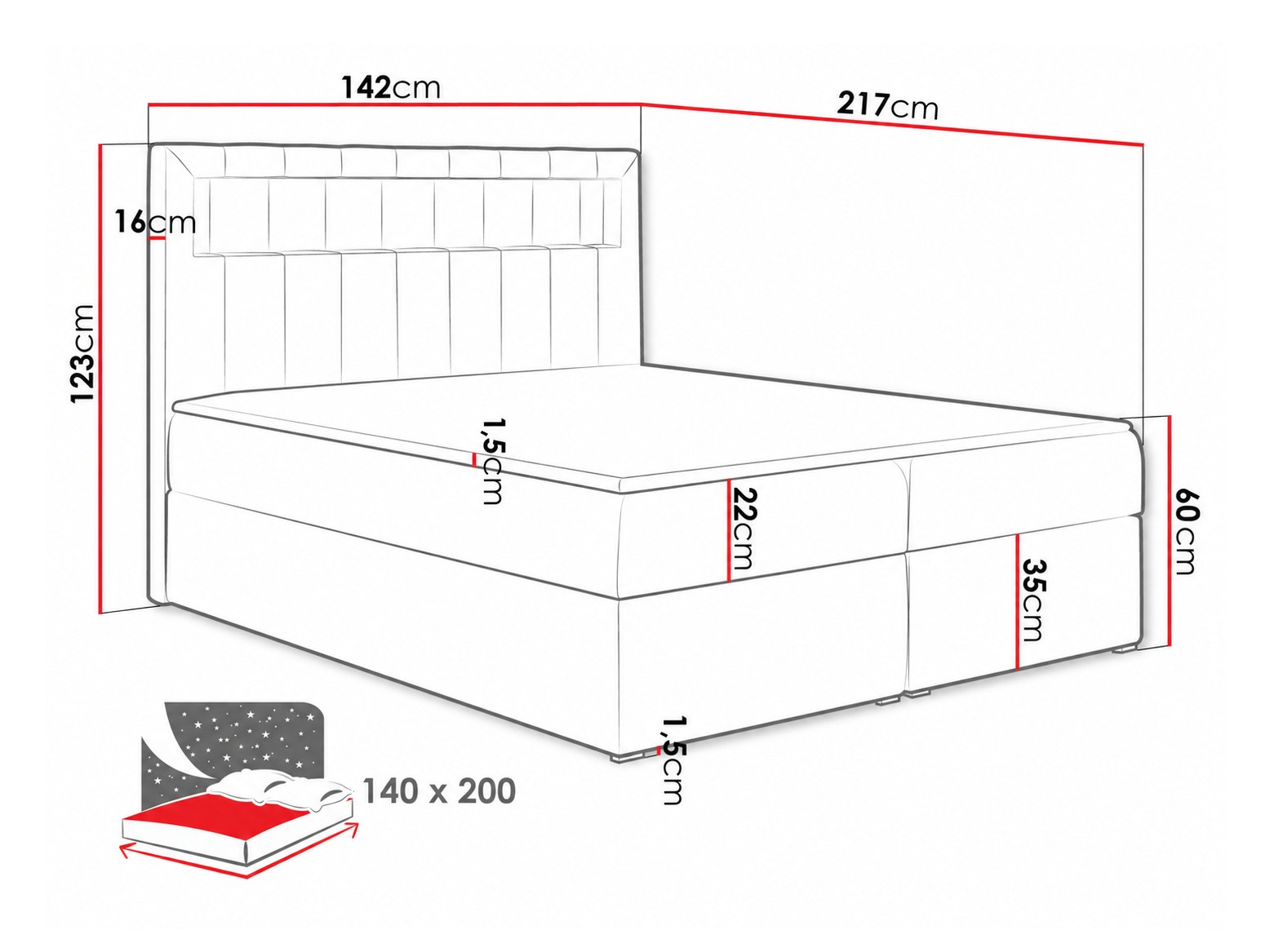 Boxspring krevet Pomum (Velutto 11)