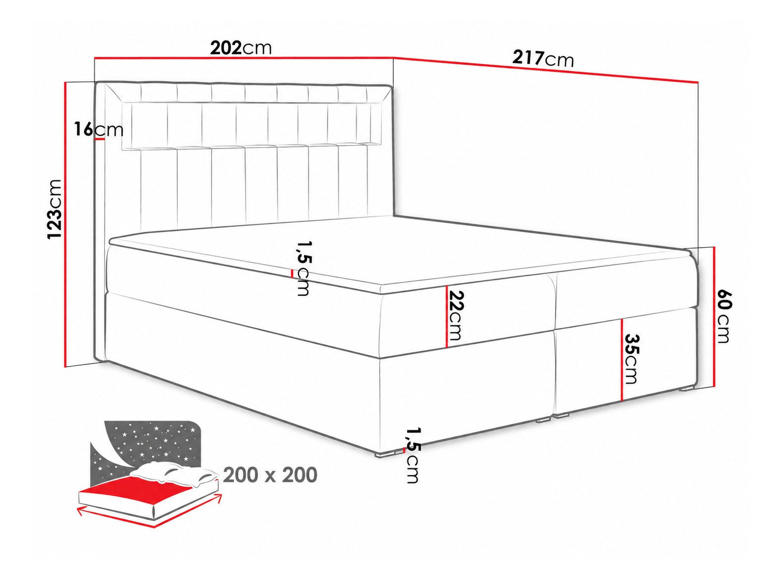 Boxspring krevet Pomum (Velutto 11)