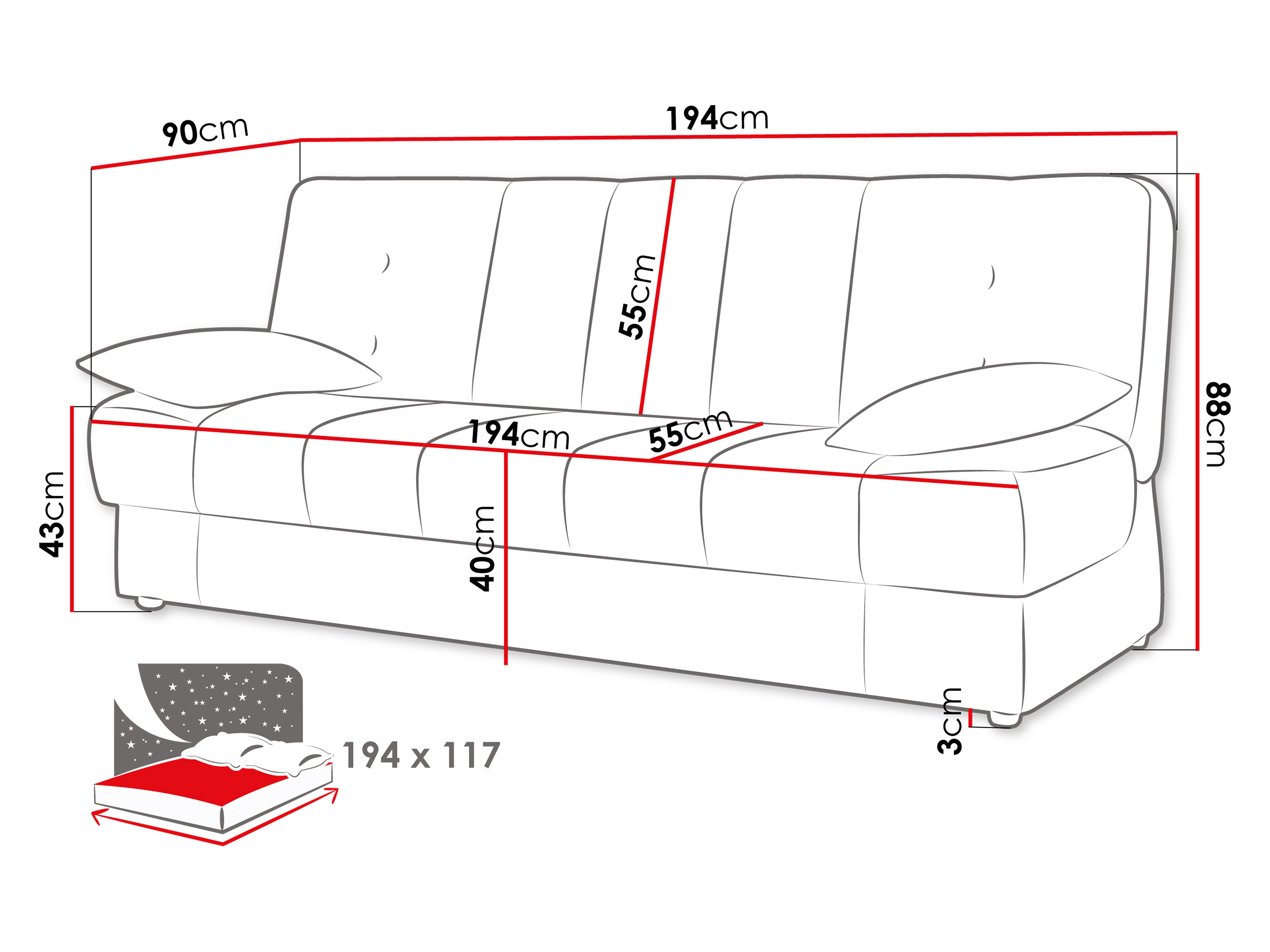 Sofa na razvlačenje Columbus 120 (Lumo 30)