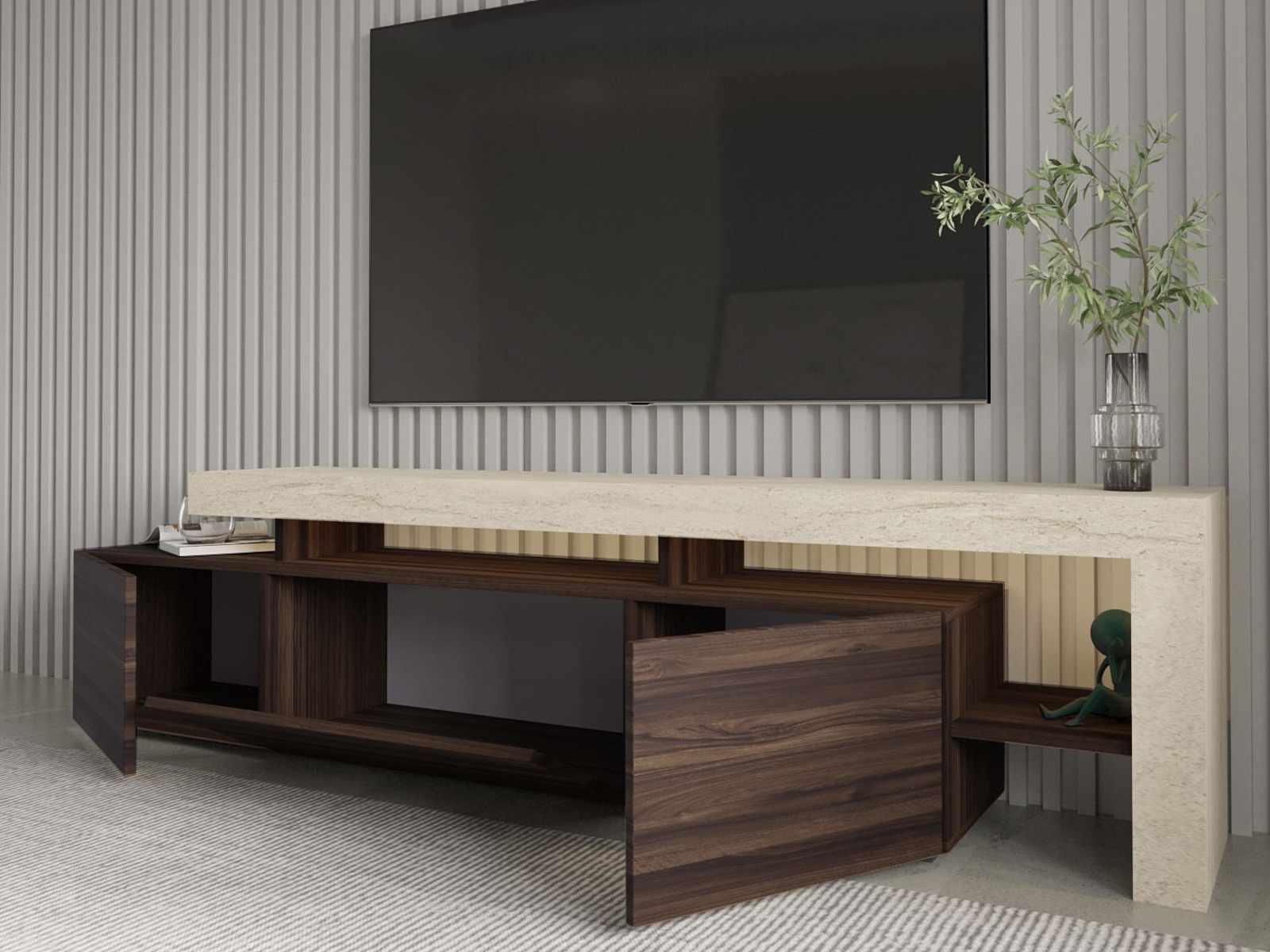 TV komoda Kailua 292 (Orah + Svetli travertin)
