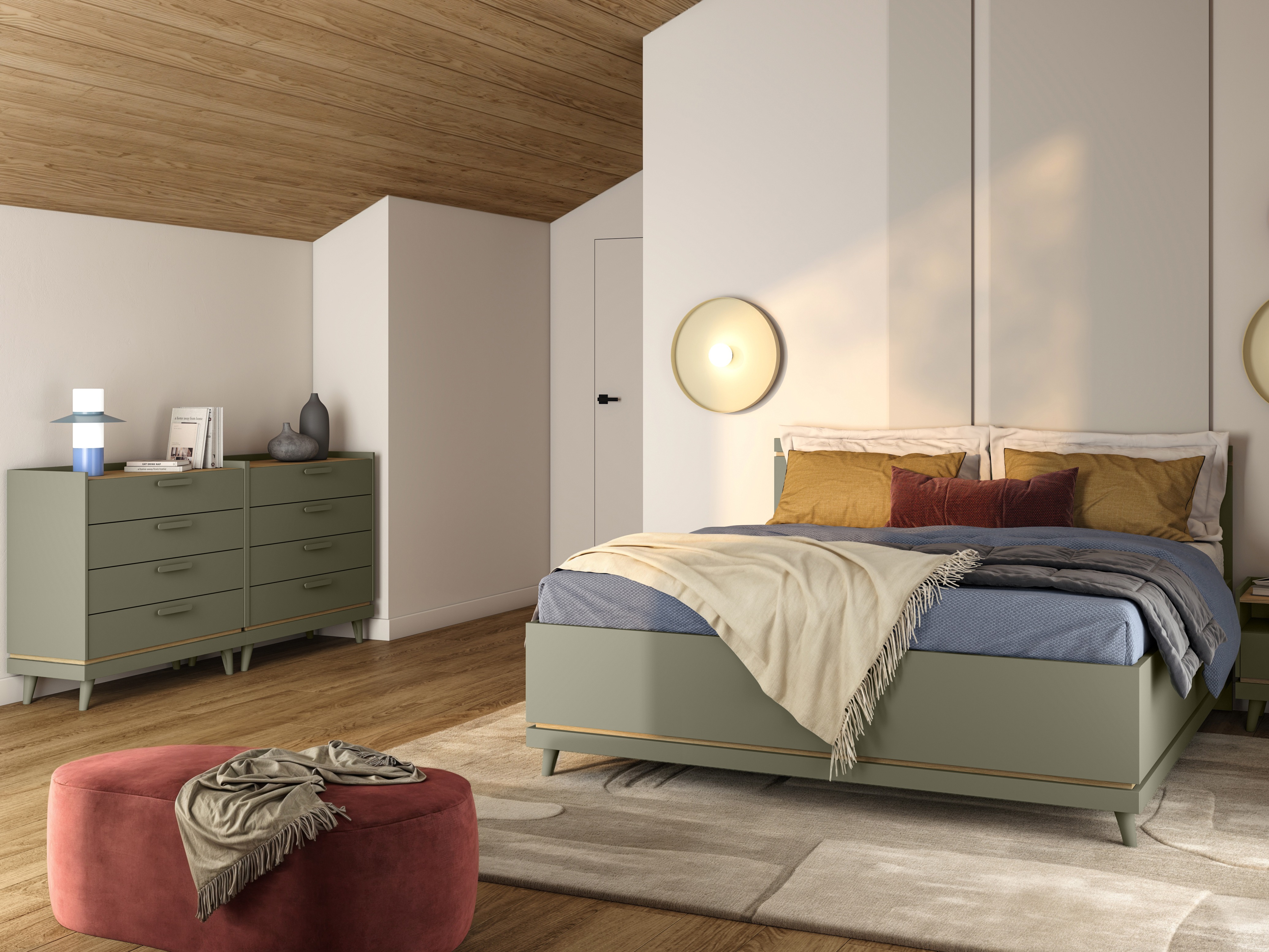 Komoda Fertalu 104 (Zelena + Hrast)