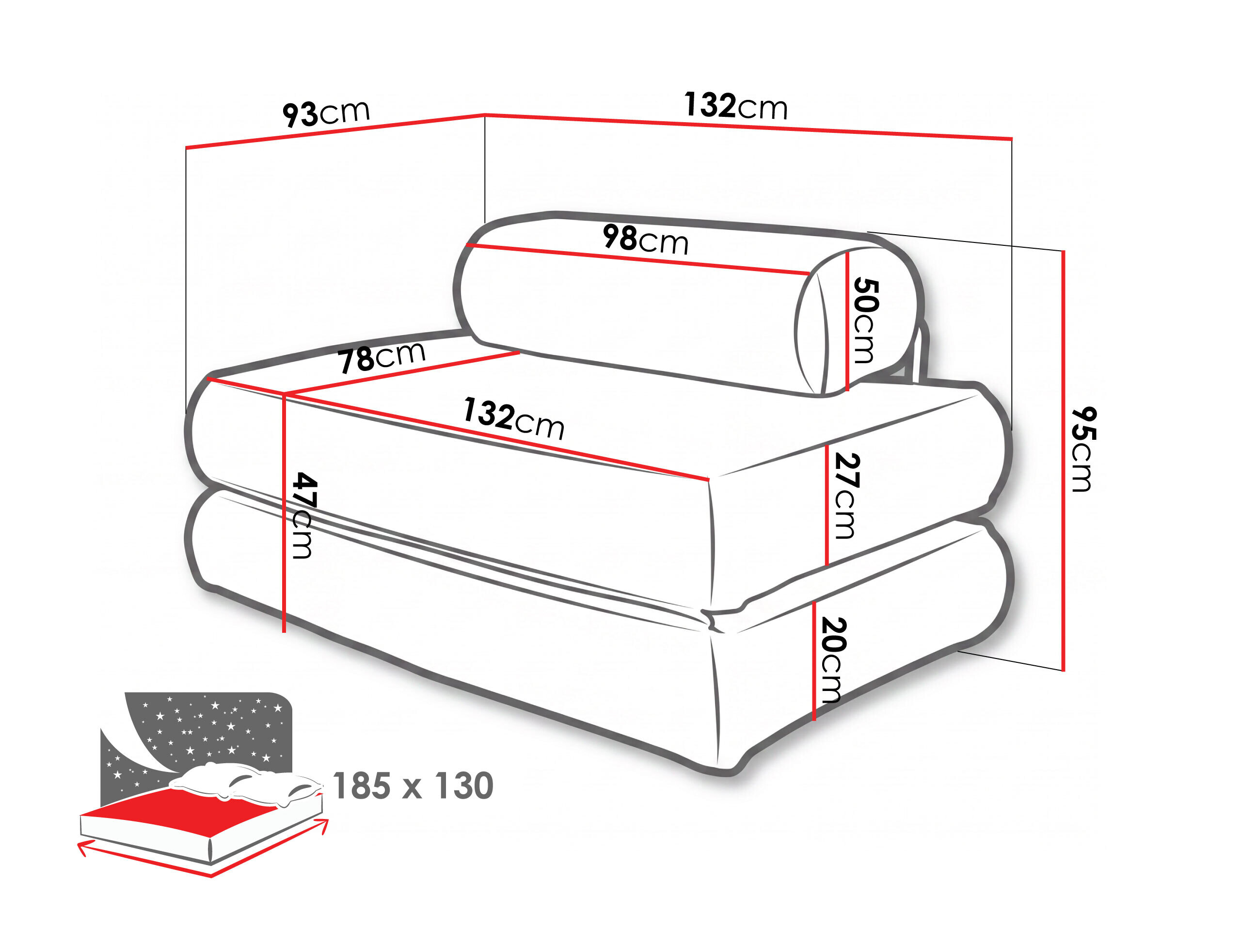 Sofa na razvlačenje Carson 141 (Cruz 48)